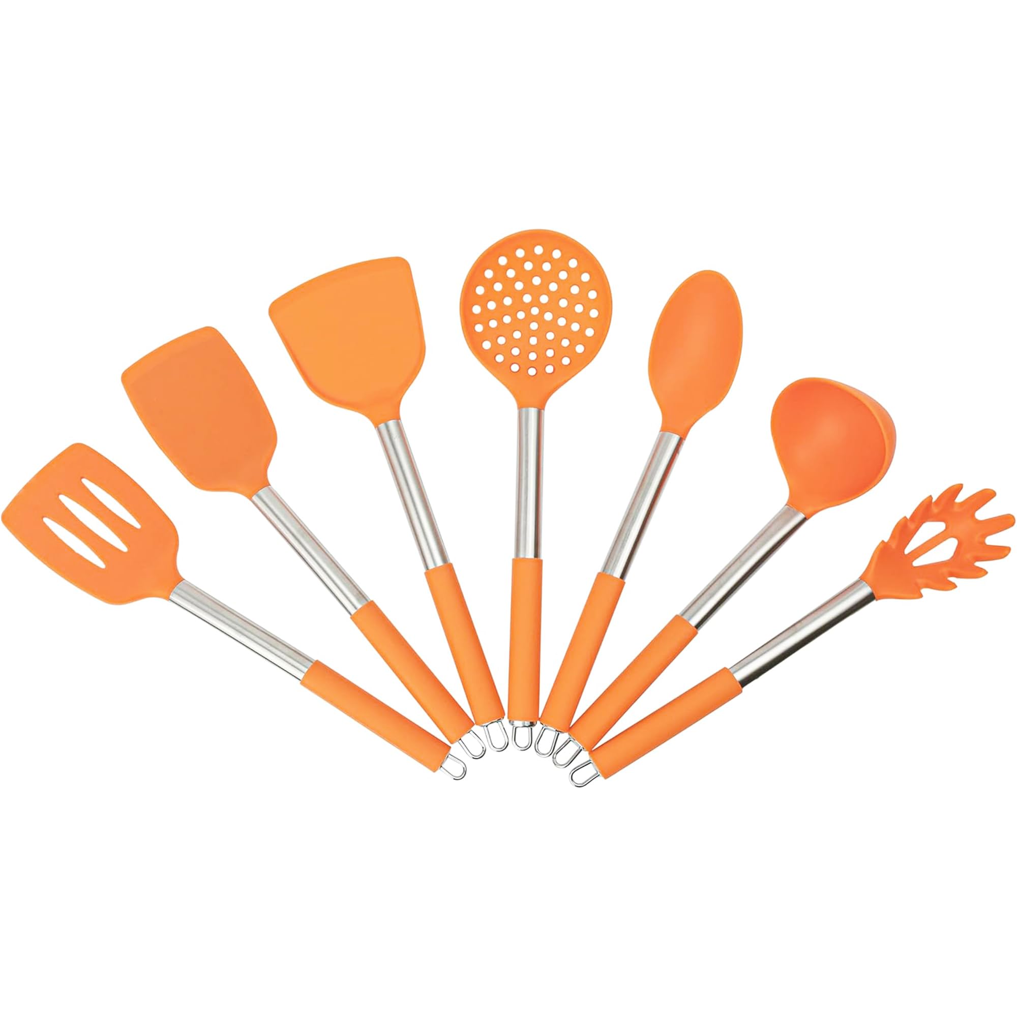 7Pcs Cooking Utensil Set, Stainless Steel Handles, Silicone NonToxic BpaFree, Kitchen Spatulas, Kitchen Tools Gift Set For Non