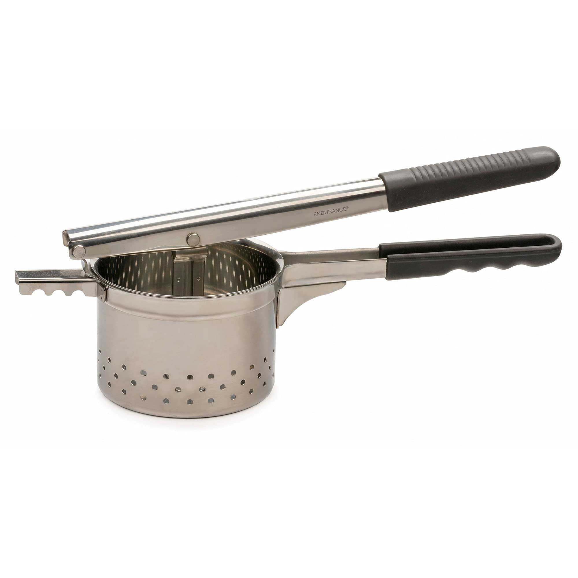RSVP International Endurance Jumbo Potato Ricer | Mash Potatoes, Fruits, Vegetables & More | Extra Large Ricing Basket | Pot Res