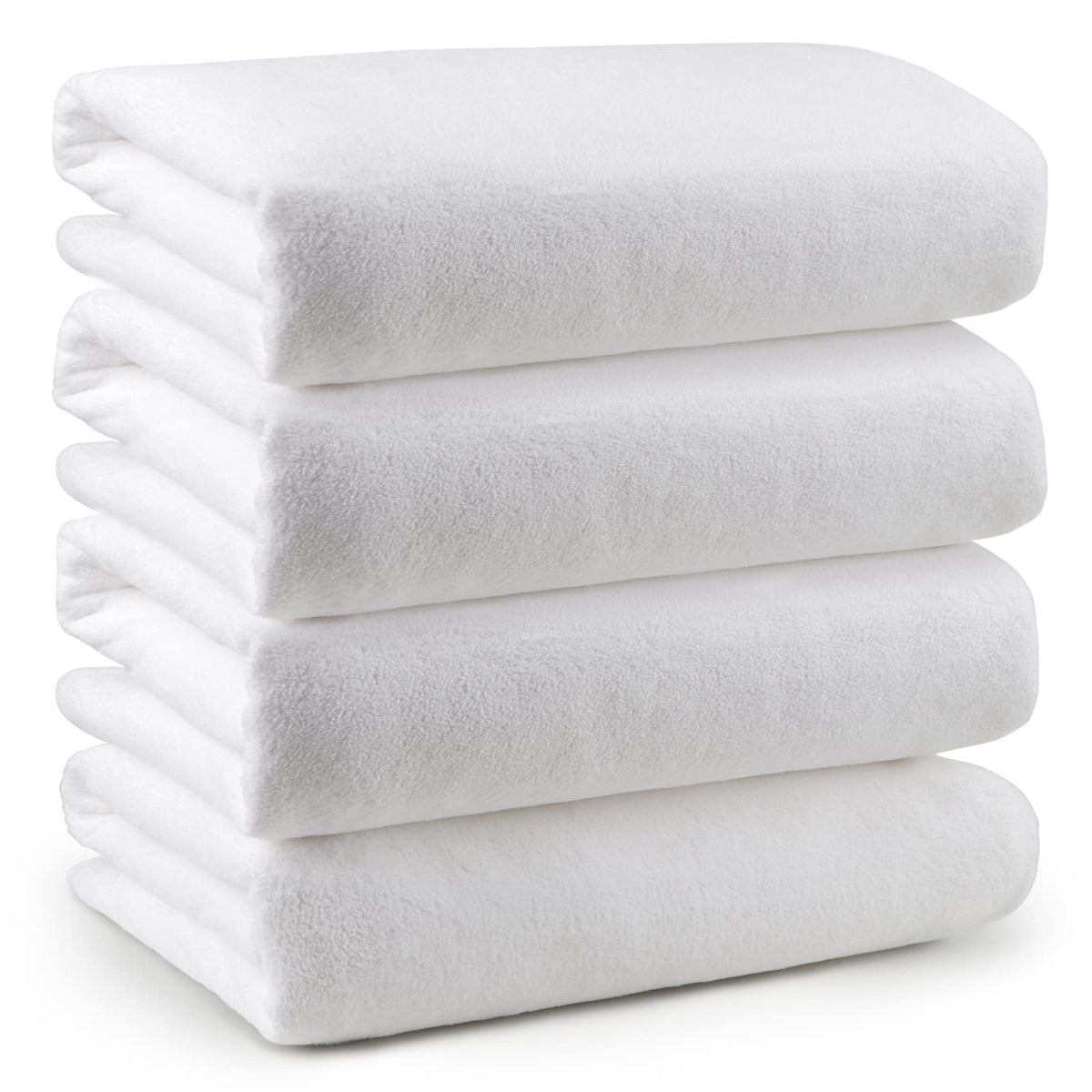 Orighty Bath Towel Set Pack Of 4(27       X 54      ) - Soft Feel White Bath Towel Sets, Highly Absorbent Microfiber Towels For