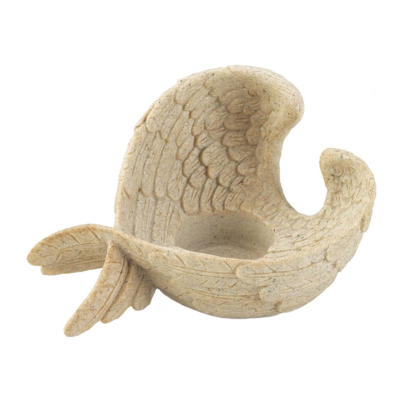 Zingz & Thingz Hear My Prayer Collection Resin Candle Tealight Holder, 5x3.5x3, Angel Wings