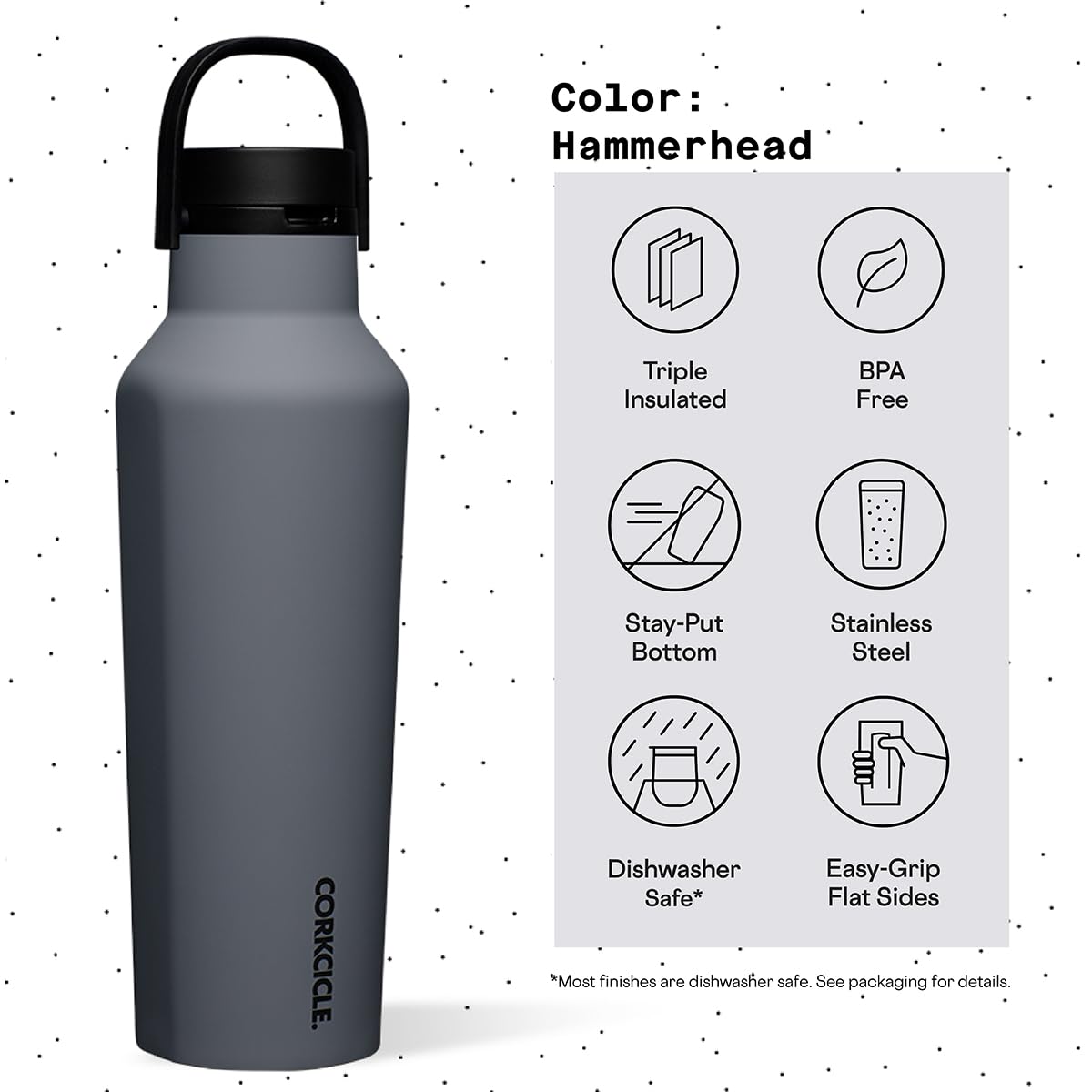 Corkcicle Sport Canteen Insulated Tumbler, Hammerhead, 20 Oz - Reusable Water Bottle Keeps Beverages Cold For 25 Hours & Hot 12