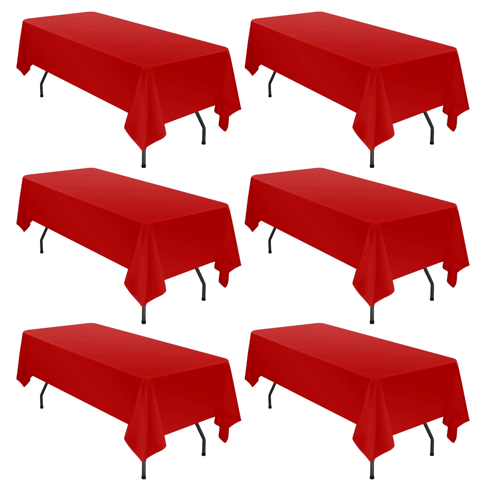 6 Pack Tablecloth 60 X102 Inch Polyester Table Cloth For 6 Foot Rectangle Tables,Stain And Wrinkle Resistant Washable Fabric Tab