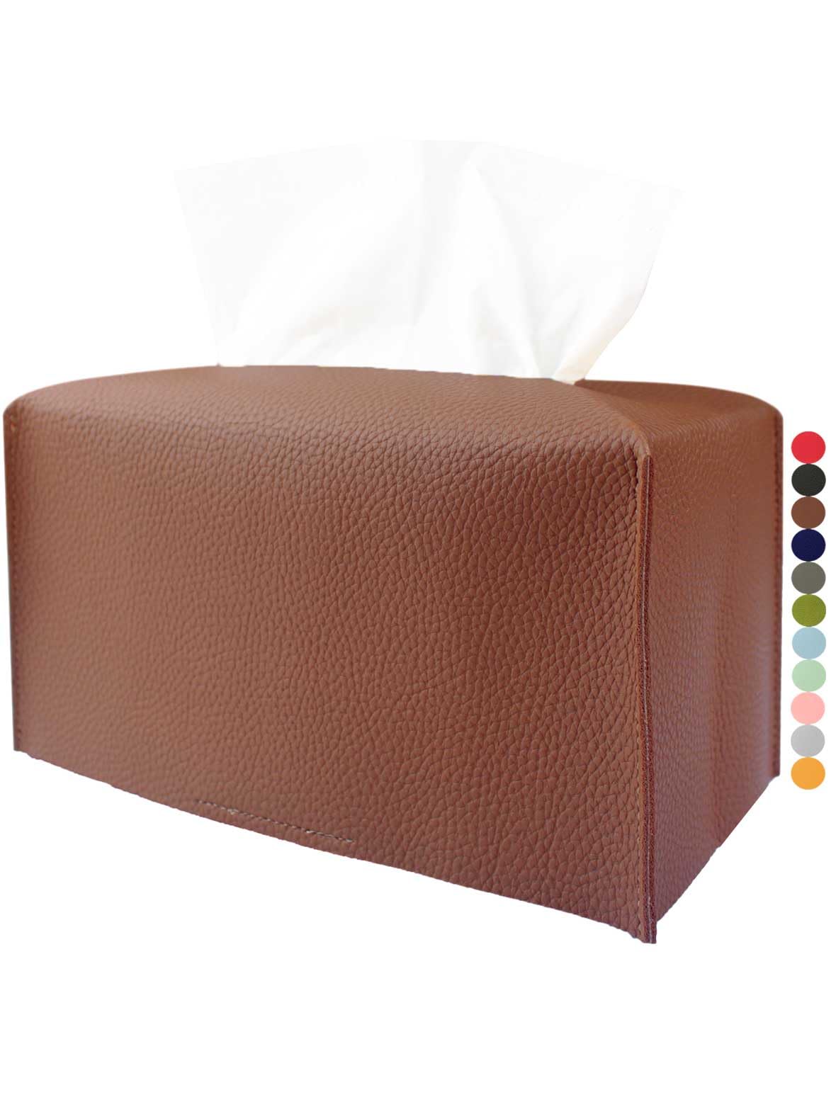 Brown Tissue Box Cover Rectangular - Plus Size Large Tissue Box Cover Rectangle [Jesmini] Faux Leather Tissue Box Holder Long Fo