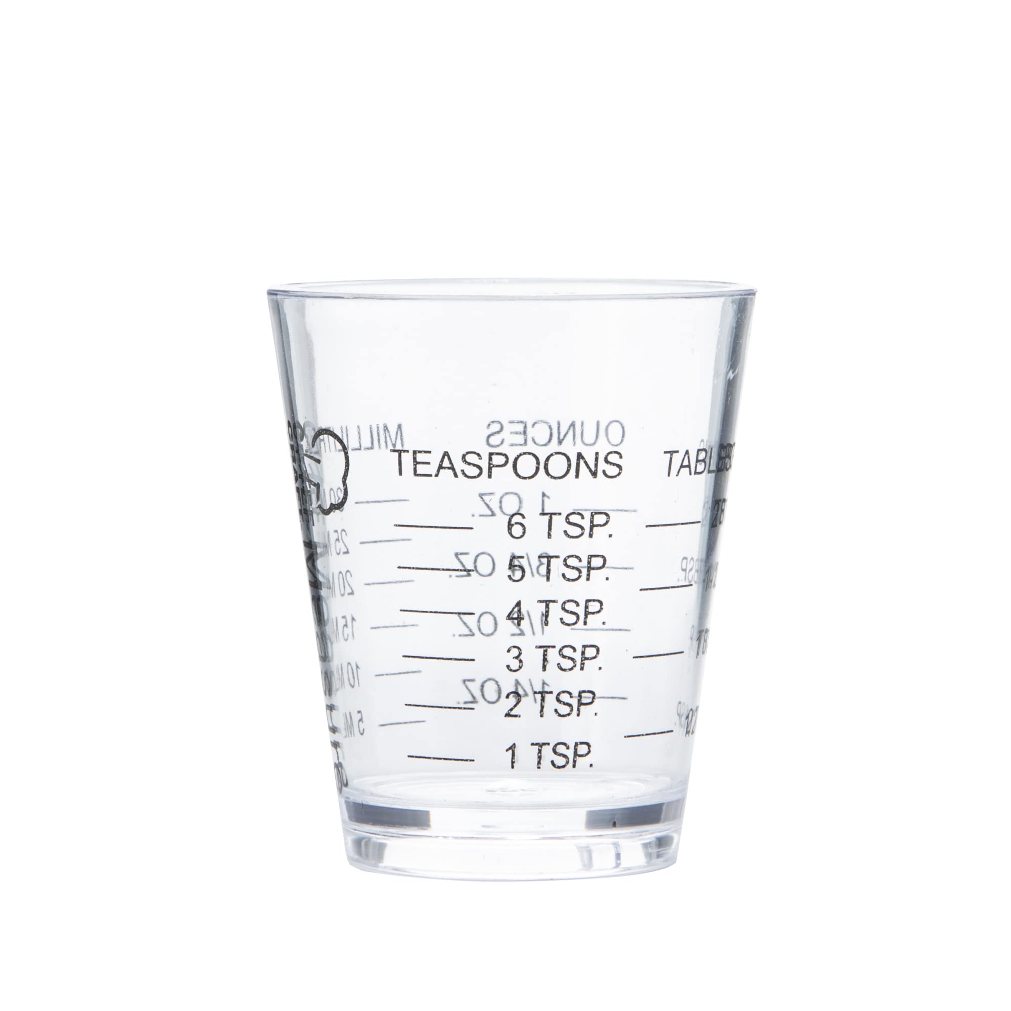 Chef Craft Classic Plastic Shot Glass Measurer, 1 Ounce Teaspoon/Tablespoon, Clear