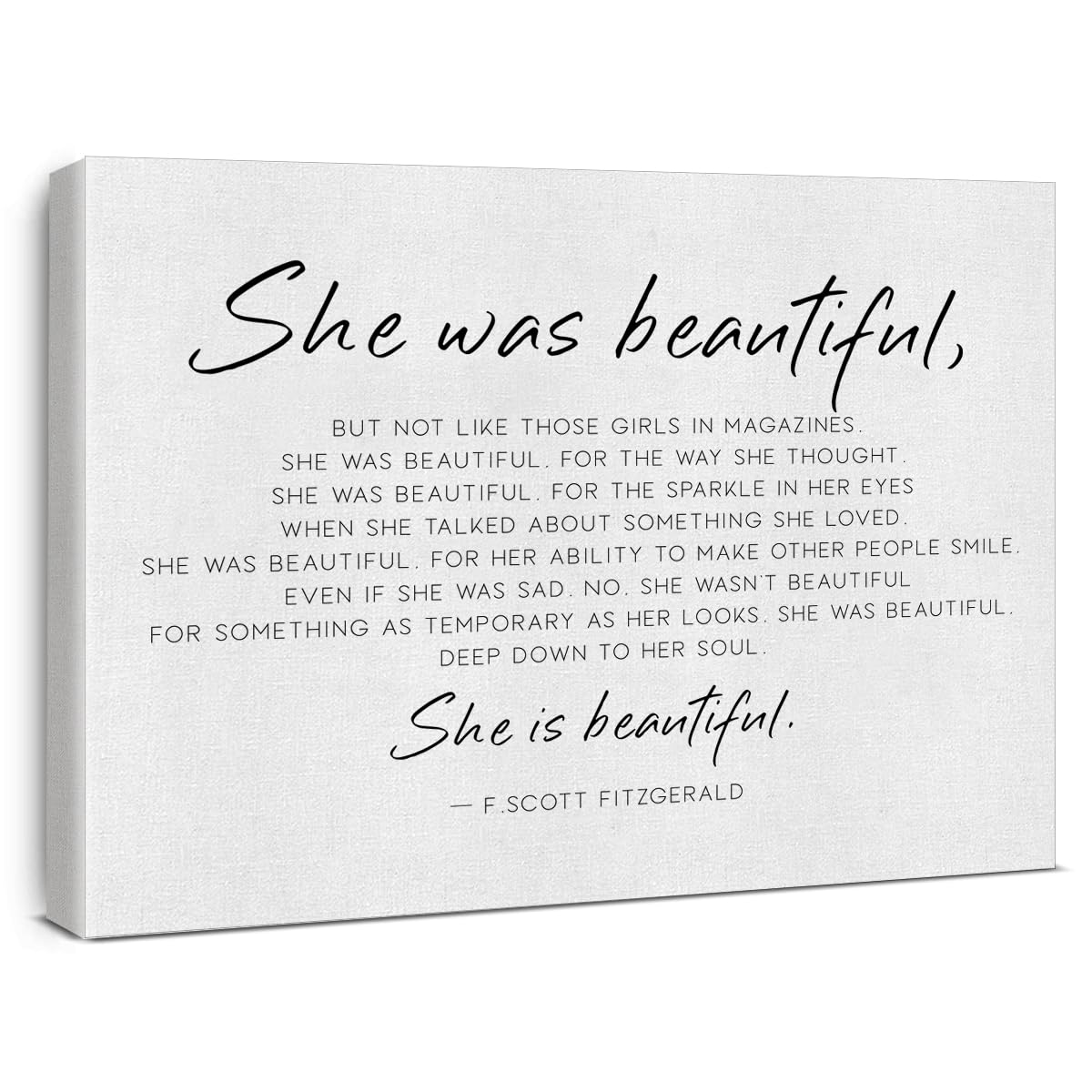Inspirational Canvas Wall Art She Was Beautiful Motivational Quote Canvas Prints Framed Positive Painting Artwork Ready To Hang