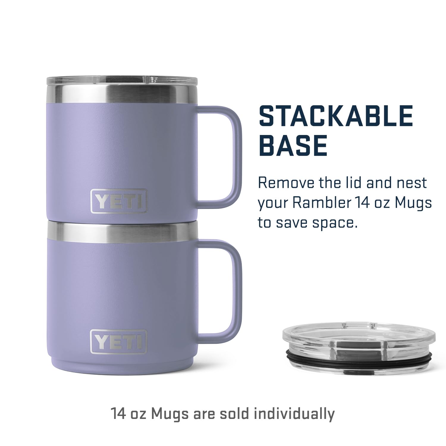 Yeti Rambler 14 Oz Stackable Mug, Vacuum Insulated, Stainless Steel With Magslider Lid, Cosmic Lilac