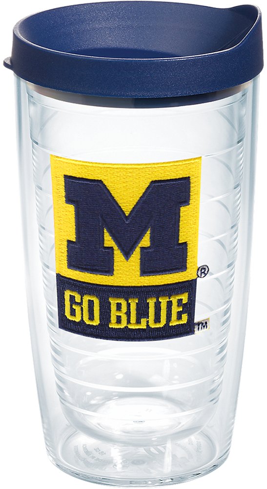 Tervis Made in USA Double Walled University of Michigan UM Wolverines Insulated Tumbler Cup Keeps Drinks Cold & Hot, 16oz, Go Bl