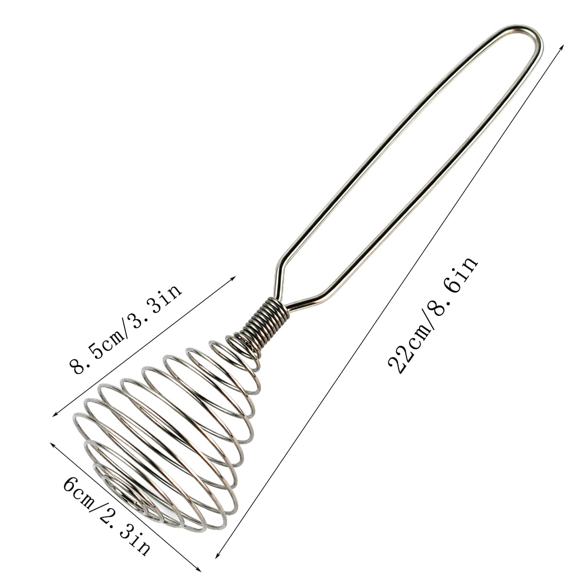 Bilkeru Stainless Steel Spring Whisk - 8 Inch Mini Egg Whisk in Silver, Model 700120 for Baking and Cooking