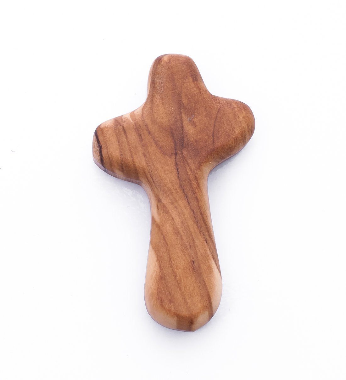 Zuluf Olive Wood Holding Cross Hand Made From Bethlehem | Small Palm Size Comfort Cross | Certified Bethlehem Holy Land Olive Wo