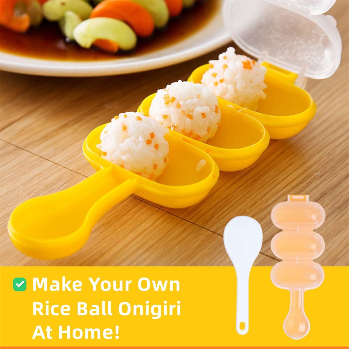 Ncyoew Rice Ball Maker, Onigiri Shaper Mold Sushi Maker, Non Stick Ball Shaped Kitchen Tool Kit With Mini Rice Scoop - Make Your