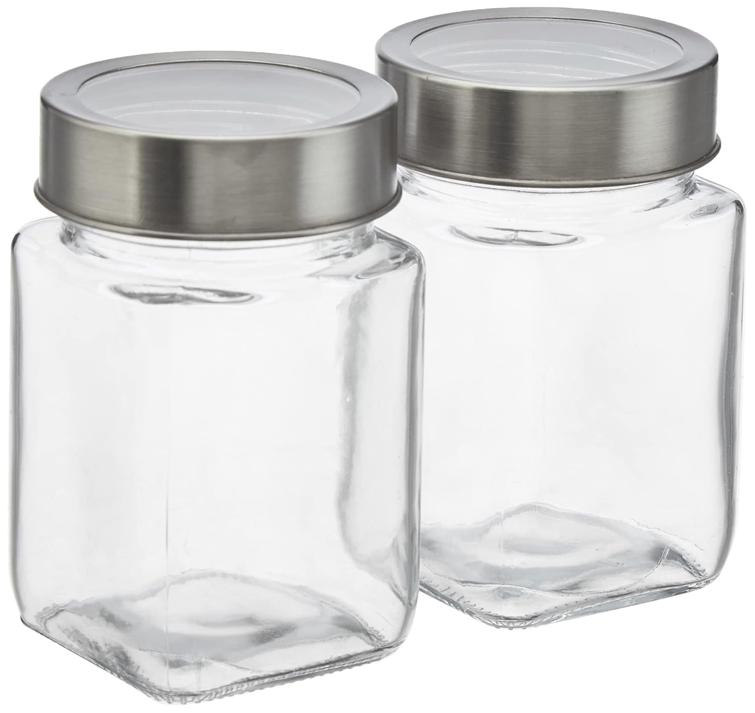 Nityanavin Cubical Square Glass Jars Containers With Stainless Steel Lid For Kitchen Pantry, Snacks, Spice, Pickles, Cookies, Dr