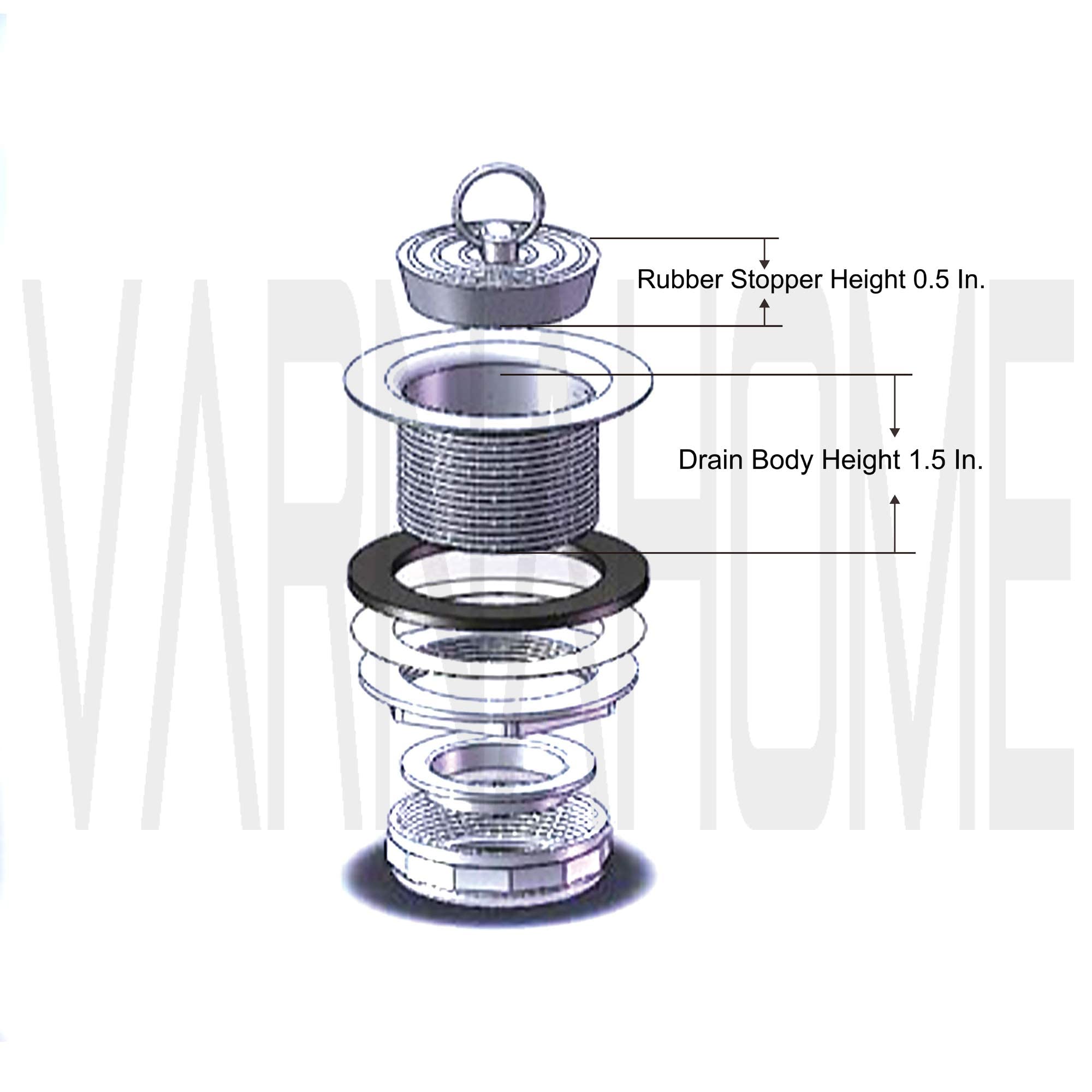 Varnahome Stainless Steel Bath Tub Drain Assembly W/Wash Tray Plug For Bathtub Or Rv Mobile Showers