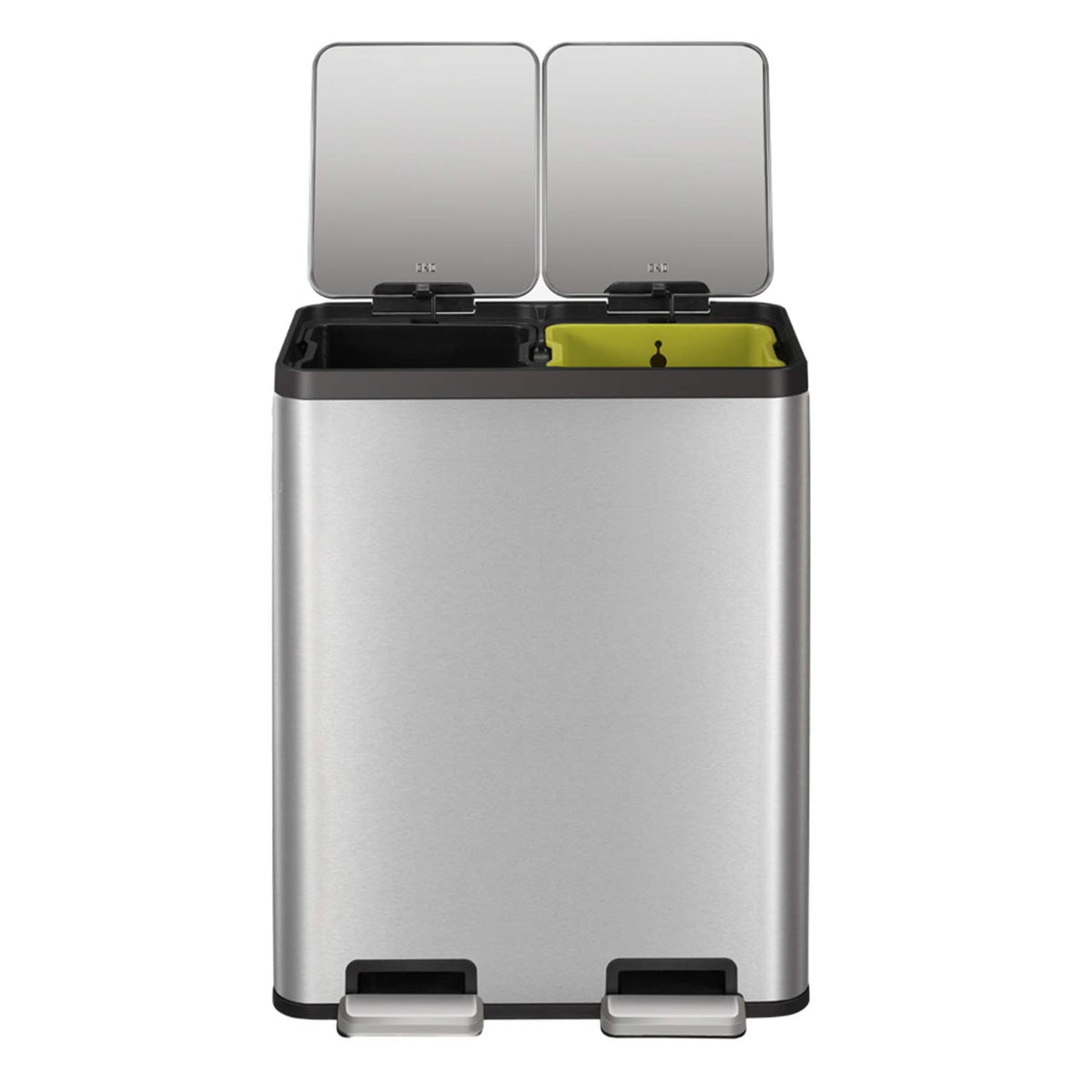 Eko Ecocasa Ii 30L+30L Dual Compartment Kitchen Recycle Trash Can, Brushed Stainless Steel Finish (Ek9129Mt-30L+30L)