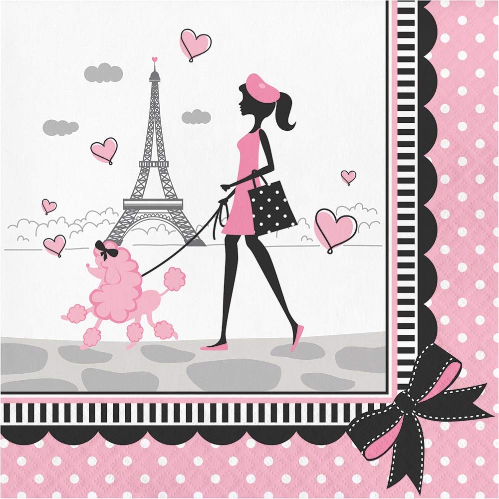 Creative Converting Count Party Lunch Napkins, 6.5 X 6.5-Inch, Pink/Black