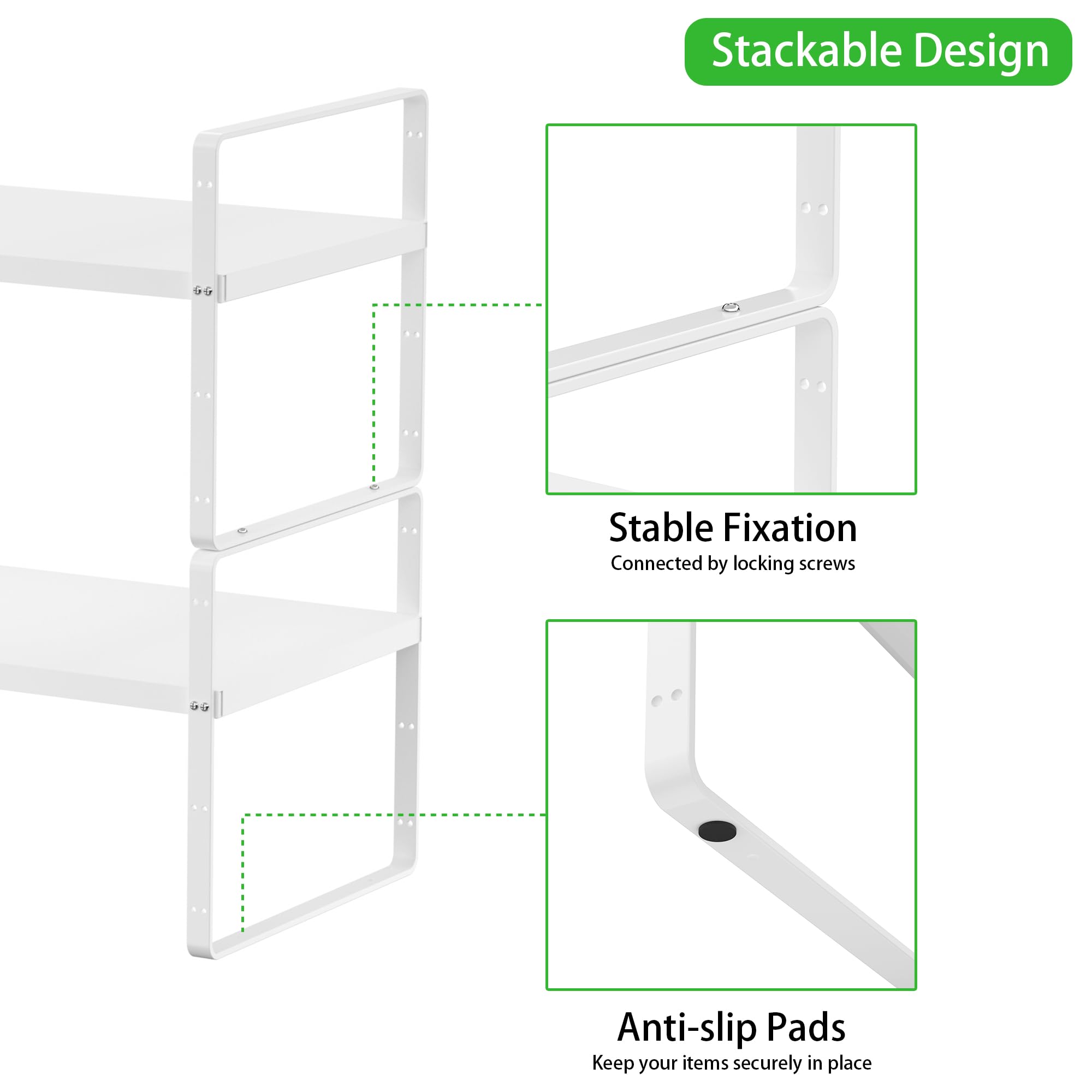 SOFRON Expandable Cabinet Storage Shelf Stackable Organizer Rack for Kitchen Bathroom Pantry Spice Cupboard Countertop Home Offi