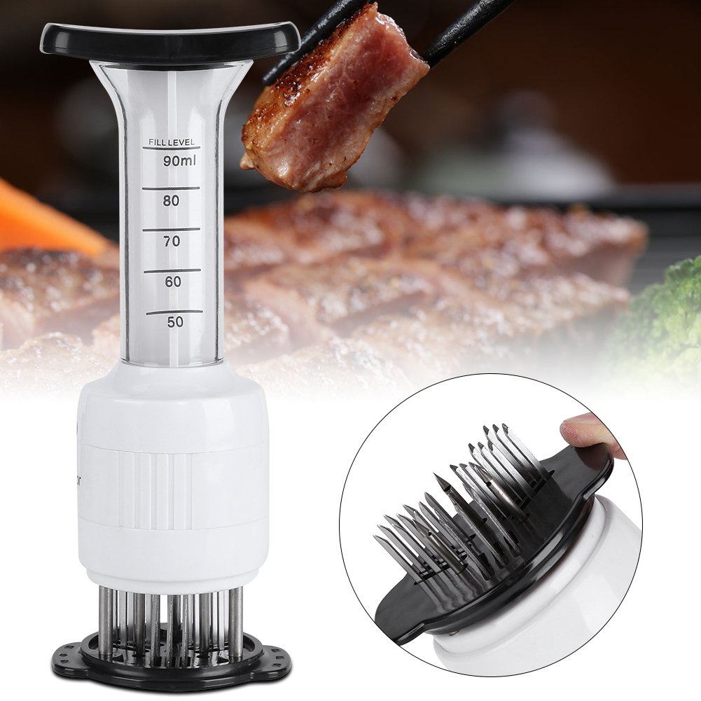 Meat Tenderizer Needle And Meat Injector, Meat Tenderizer Needle Injector Marinade Steaks Flavor Syringe Cook Kitchen Tool