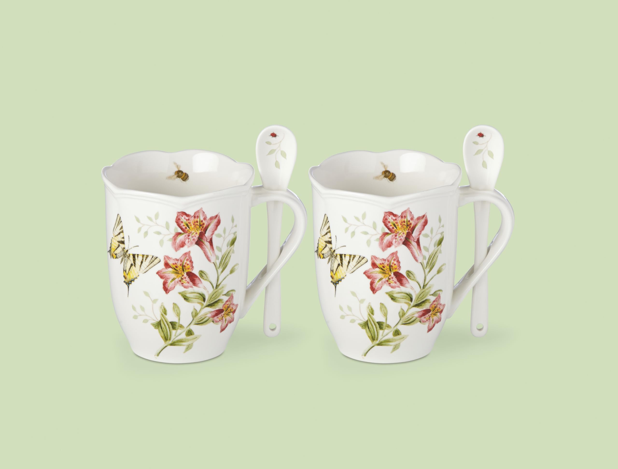 Lenox 833960 Butterfly Meadow Mugs And Spoon Set