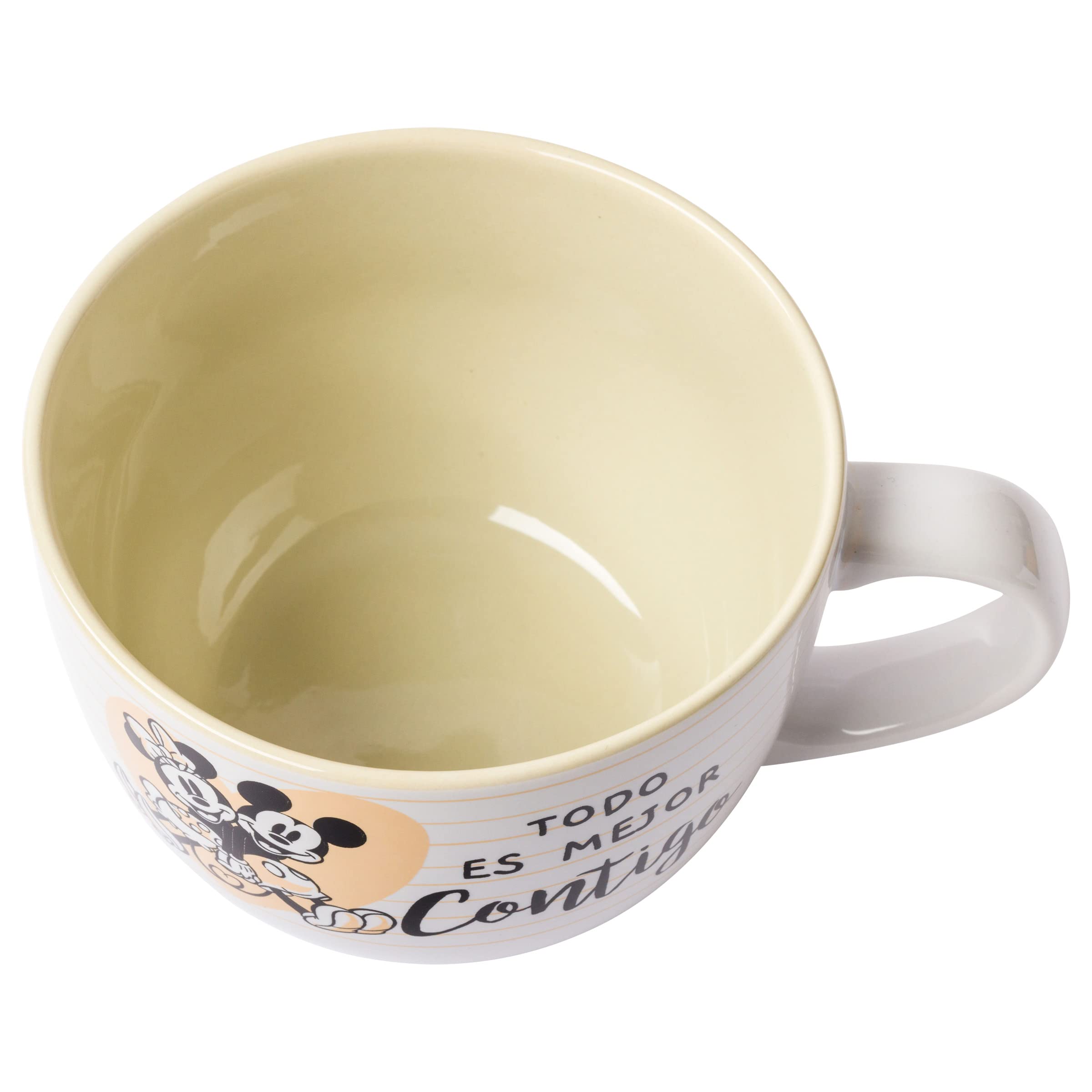 Silver Buffalo Mickey & Minnie Todo Es Mejor Ceramic Soup Mug, 24 Ounces