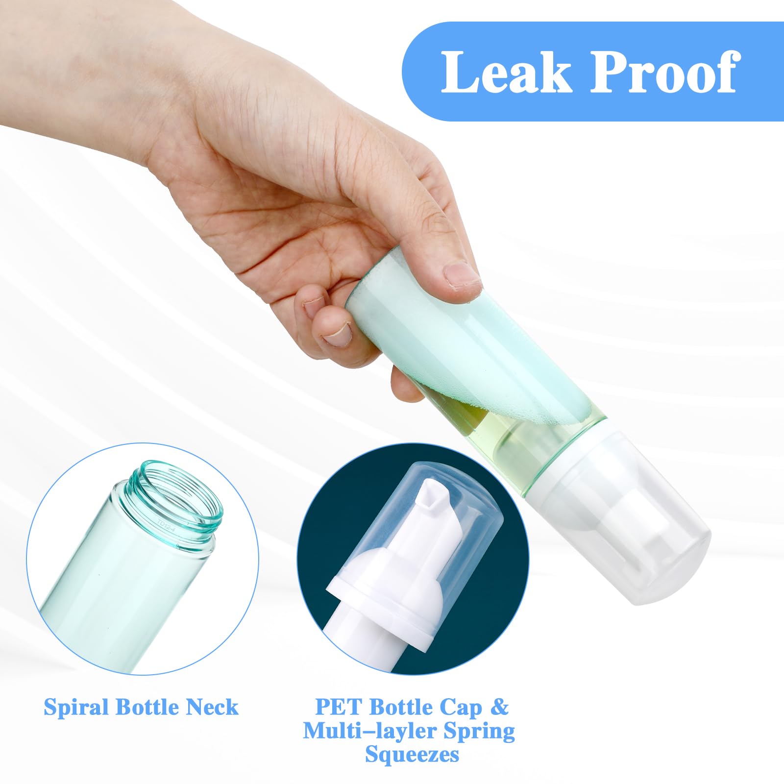 2 Pack Foam Pump Bottle Travel 60 Ml/2 Oz Small Size Mousse Foam Soap Dispenser Clear Plastic Foaming Soap Dispenser Mini Empty
