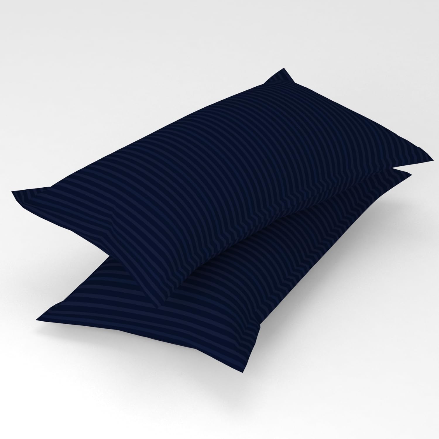 Homefab India 2 Piece Satin Stripe Glace Cotton Pillow Covers - Navy Blue