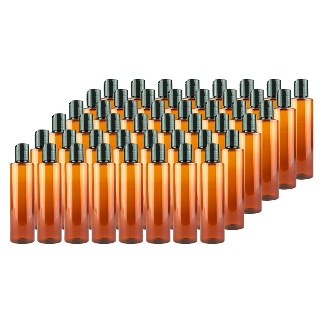 Nature Packaged Plastic Amber Bottles (Pack Of 48) - 4Oz Amber Plastic Bottle With Screw Caps; Used As Reusable Shampoo Bottles,