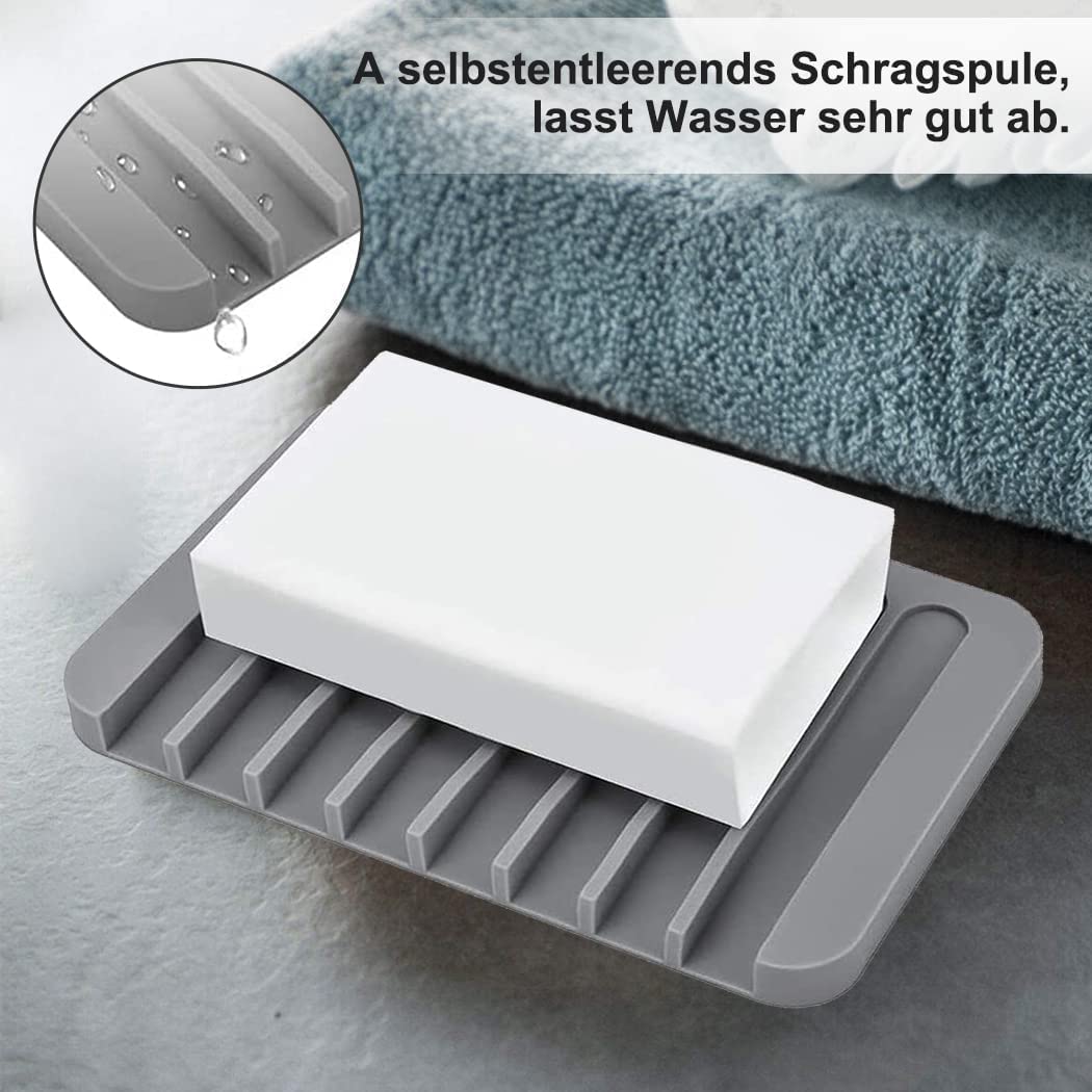 Ramkuwar Silicone Soap Dish Soap Saver Waterfall Anti-Slip Design Soap Holder With Drainage For Shower Kitchen Sink Bathroom Eas