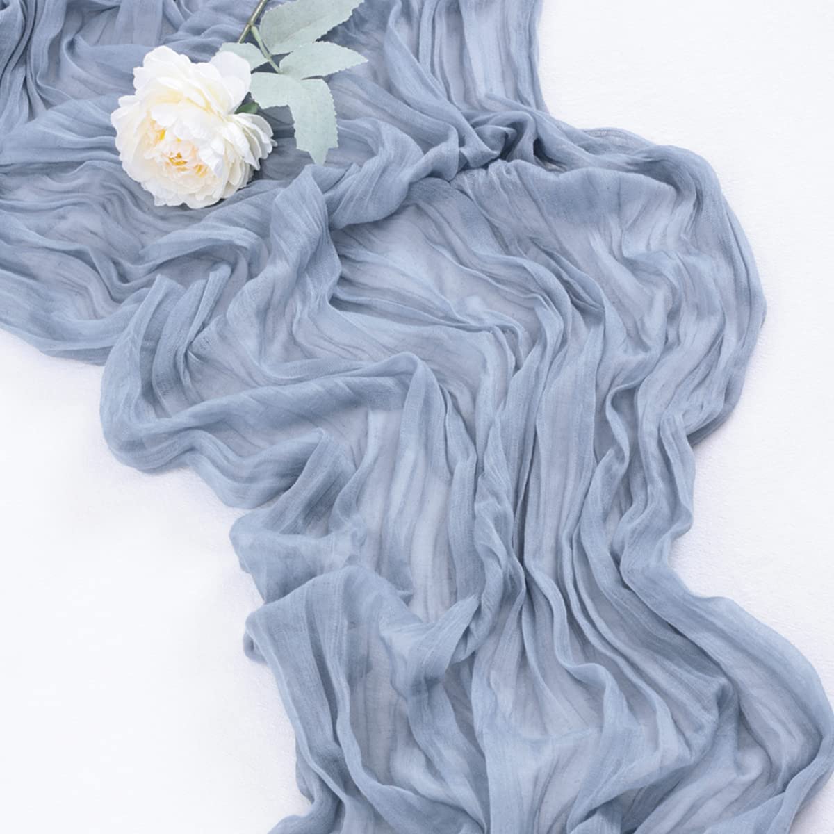 Socomi Cheesecloth Table Runner 14Ft Gauze Boho Rustic Dusty Blue Cheese Cloth Table Runner For Baby Shower Decoration Wedding E