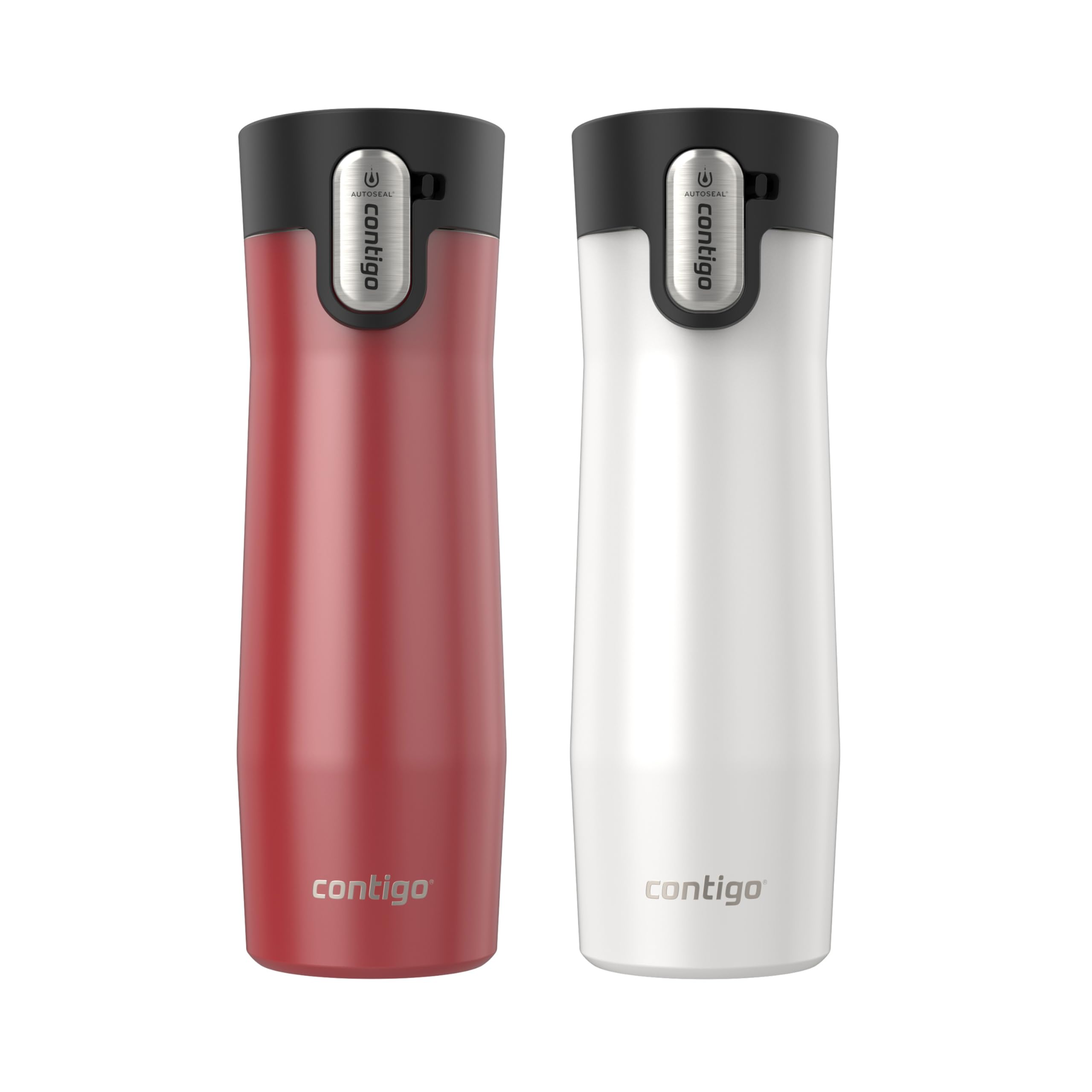 Contigo Autoseal West Loop Vacuum-Insulated Stainless Steel Travel Mug With Easy-Clean Lid, 20 Oz, 2 Pack, Goji Berry Frosted Pe