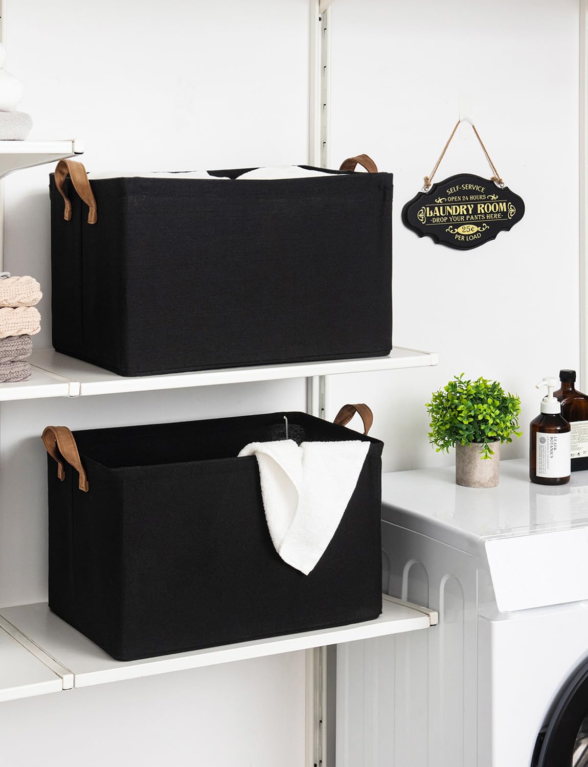 Storageworks Storage Bins, Fabric Storage Bins For Shelves, Extra Large Storage Baskets With Metal Frame, Closet Baskets And Bin
