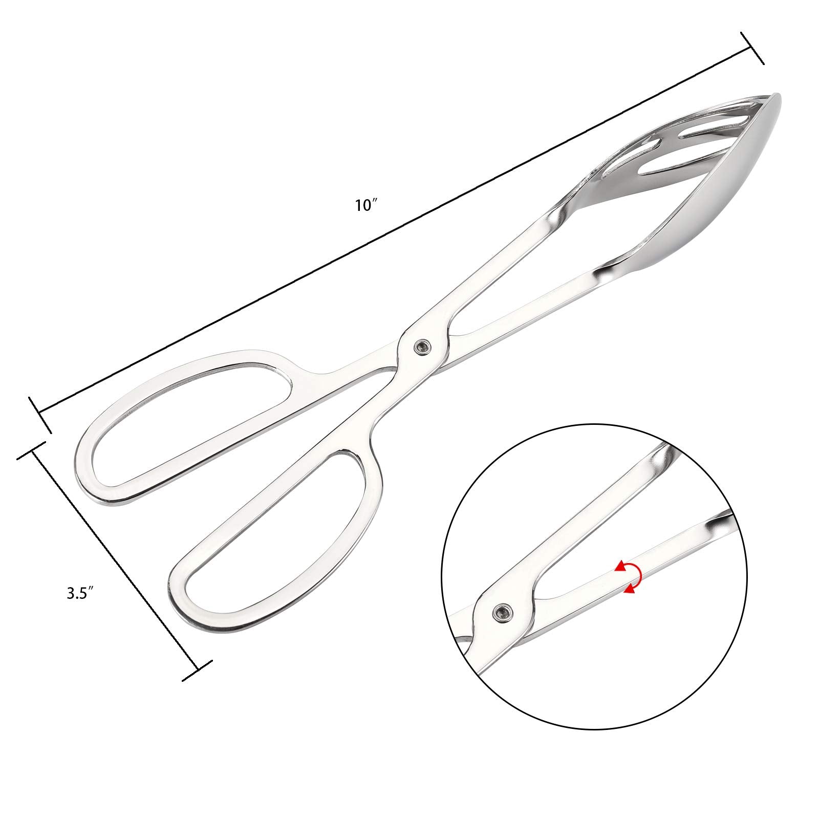 Jucoan 2 Pack Buffet Tongs Salad Tongs, 10 Inch Stainless Steel Food Serving Tongs Bread Tongs With Scissor Handles For Kitchen,