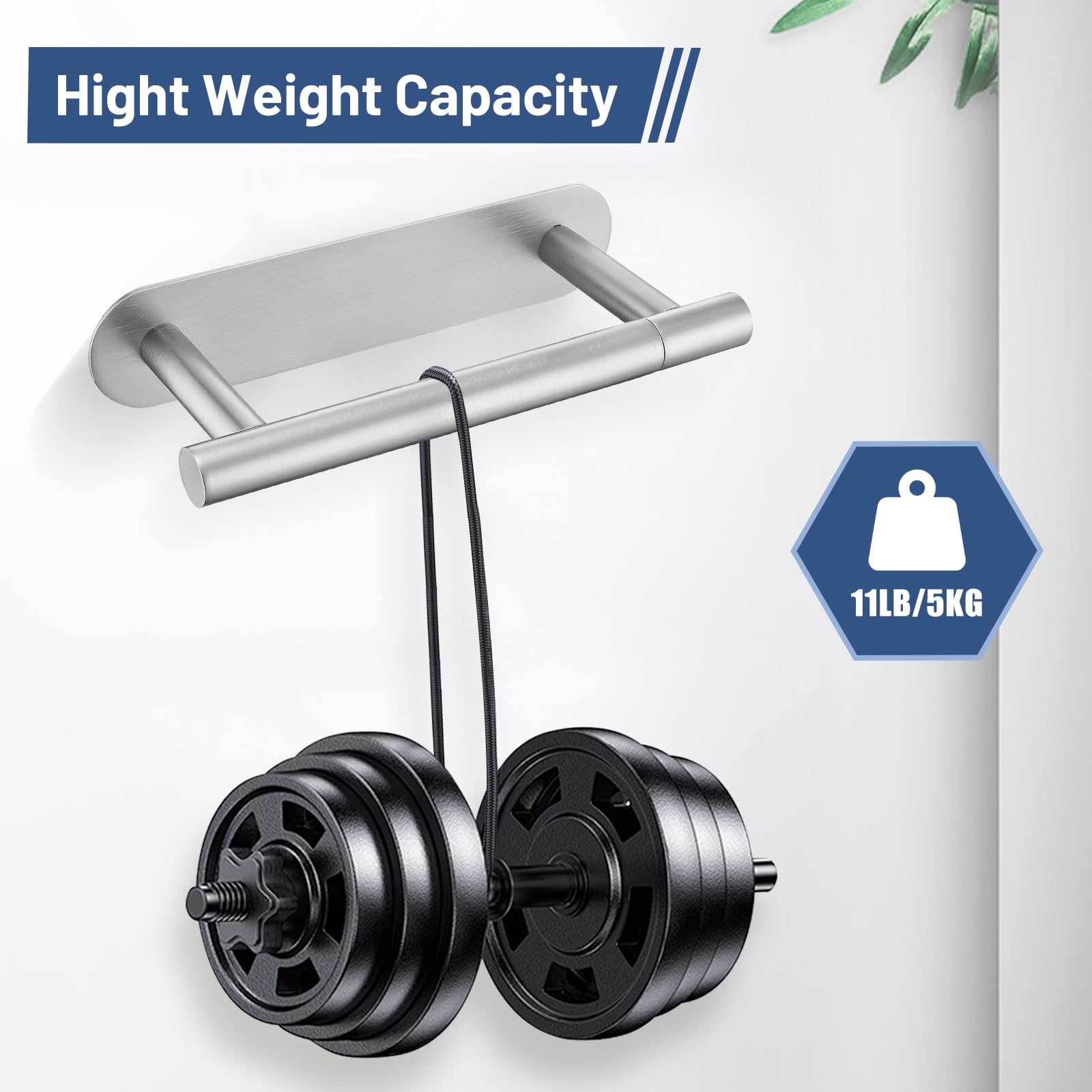 Self Adhesive Toilet Paper Holder, Sus304 Stainless Steel Brushed Nickel Toilet Roll Holder, Double Base Paper Towel Holder Wall