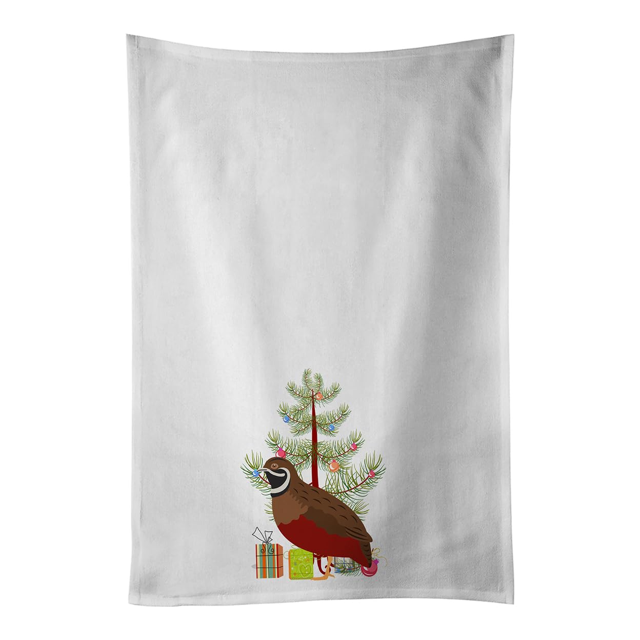 Chinese Painted or King Quail Christmas White Kitchen Towel Set of 2
