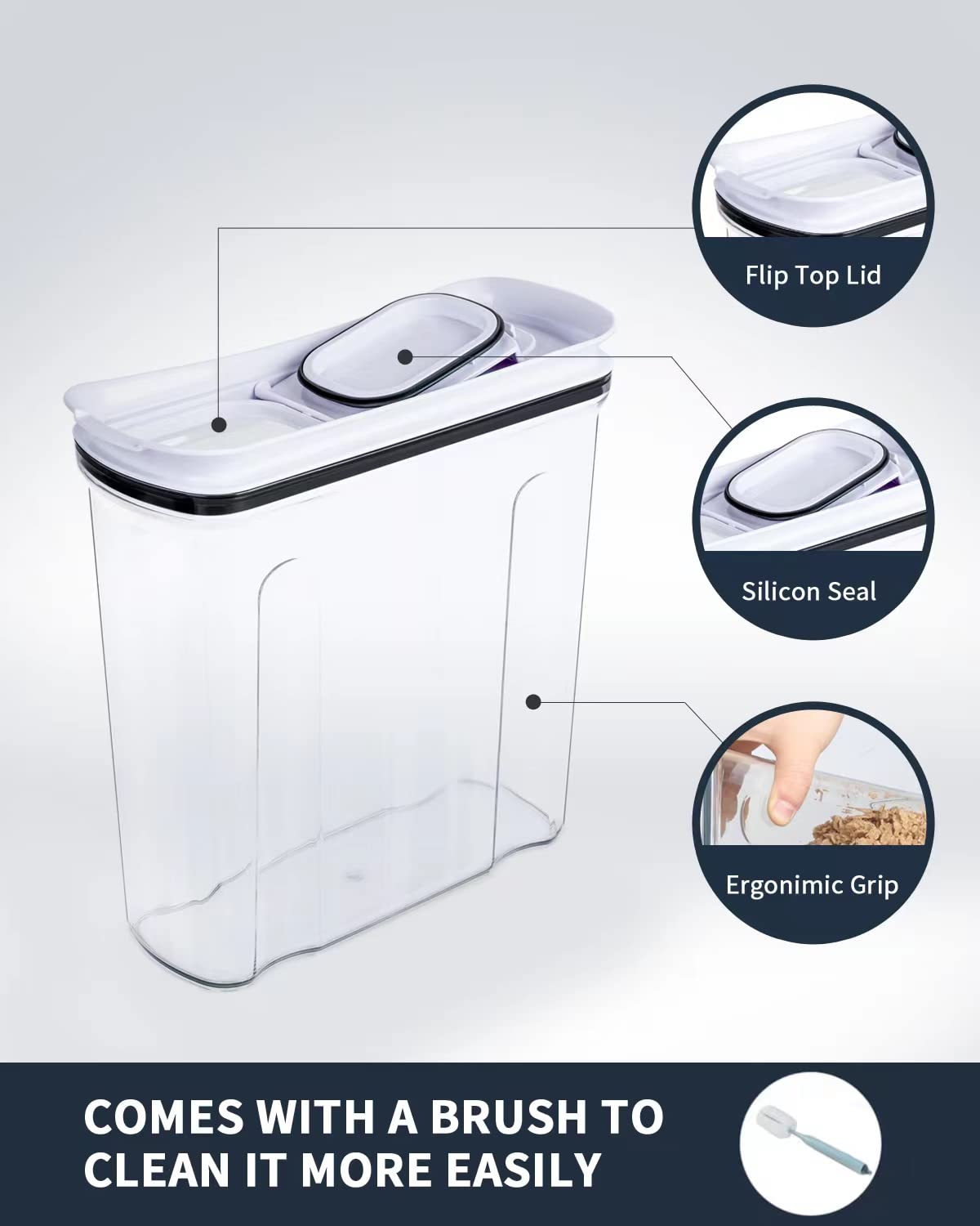 Freshkeeper Cereal Containers Storage Set, Airtight Food Storage Container With Lid 4L/135.2Oz,4Pcs Bpa-Free Plastic Pantry Orga