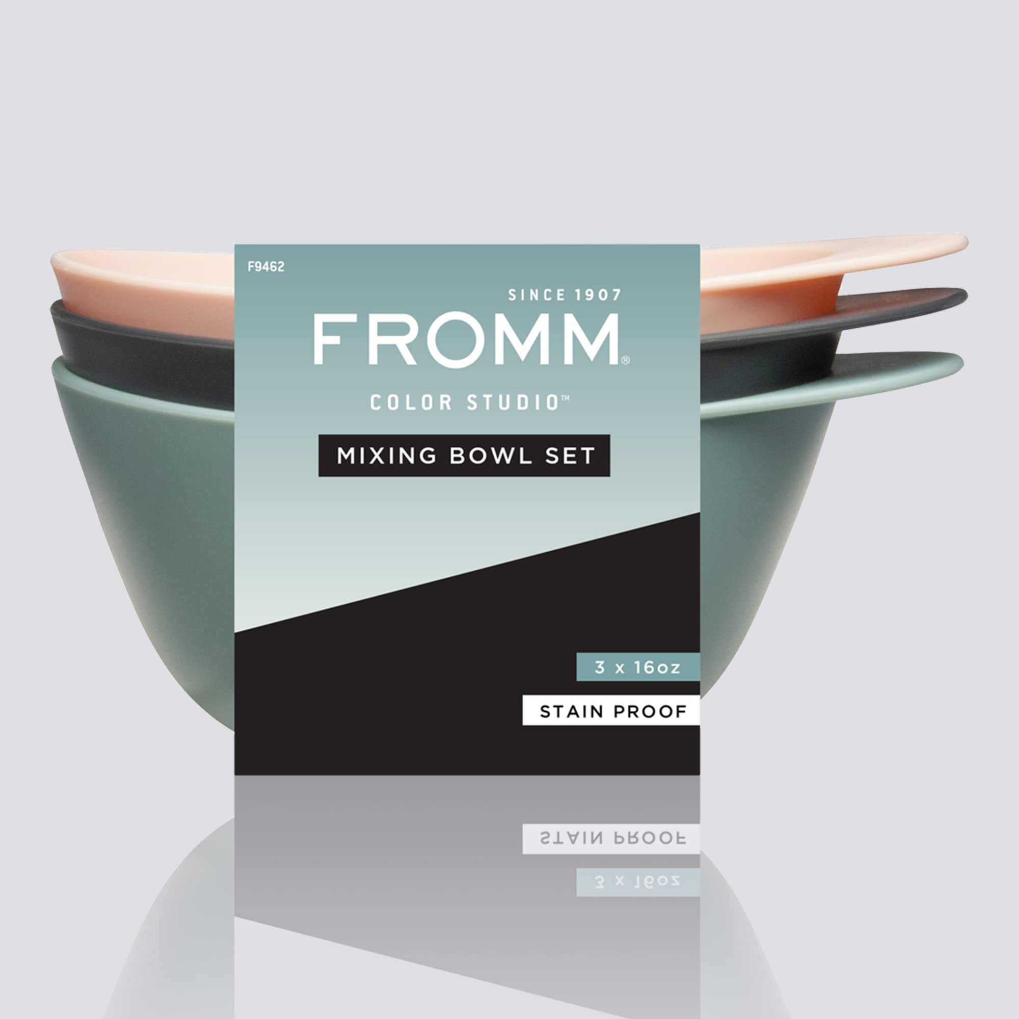 Fromm Color Studio Mixing Bowls For Hair Color, Hair Dye, Bleach And Treatments With Spill Proof Rubberized Base, 16 Ounce, 3 Pa