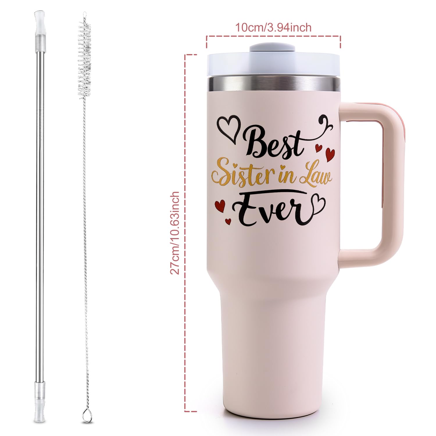 VoziSpace Best Sister-in-Law Tumbler Birthday Gifts for Women, Mothers Day Stainless Steel Insulated Travel Cup with Lid, Funny
