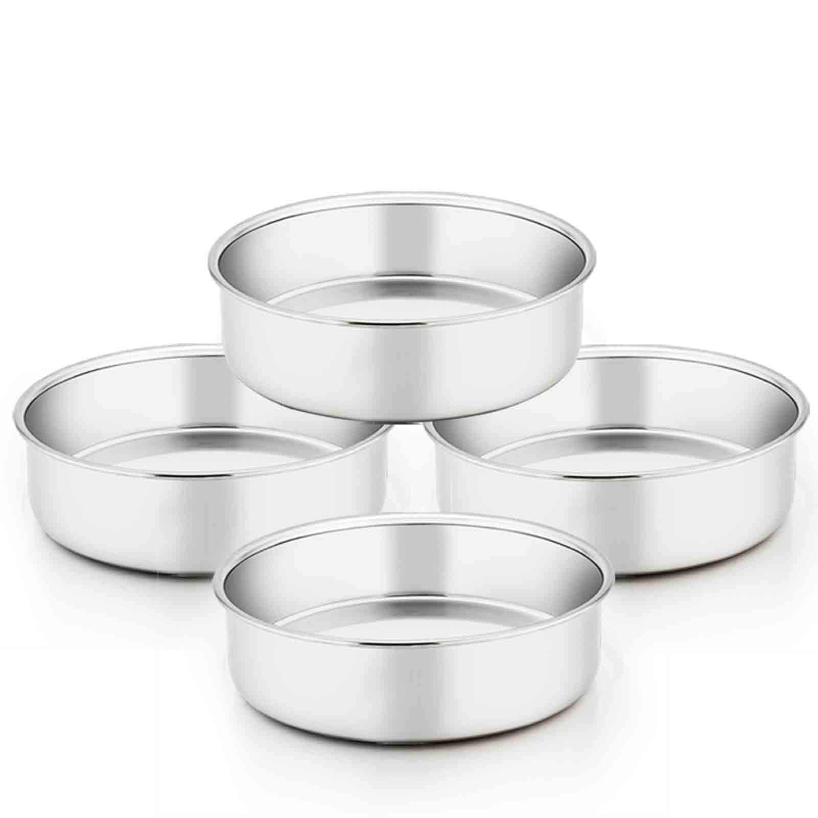 Teamfar 6 Inch Cake Pan, 4 Pcs Round Tier Cake Pans Set Stainless Steel For Baking Steaming Serving, Fit In Oven Pot Air Fryer,
