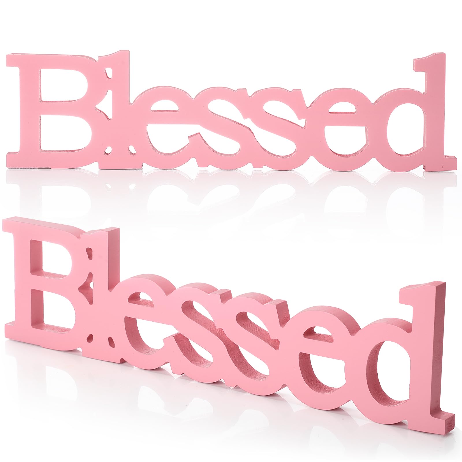 Blulu Blessed Letter Table Sign Blessed Standing Letter Table Sign Rustic Wooden Home Standing Decor for Thanksgiving Day Christ