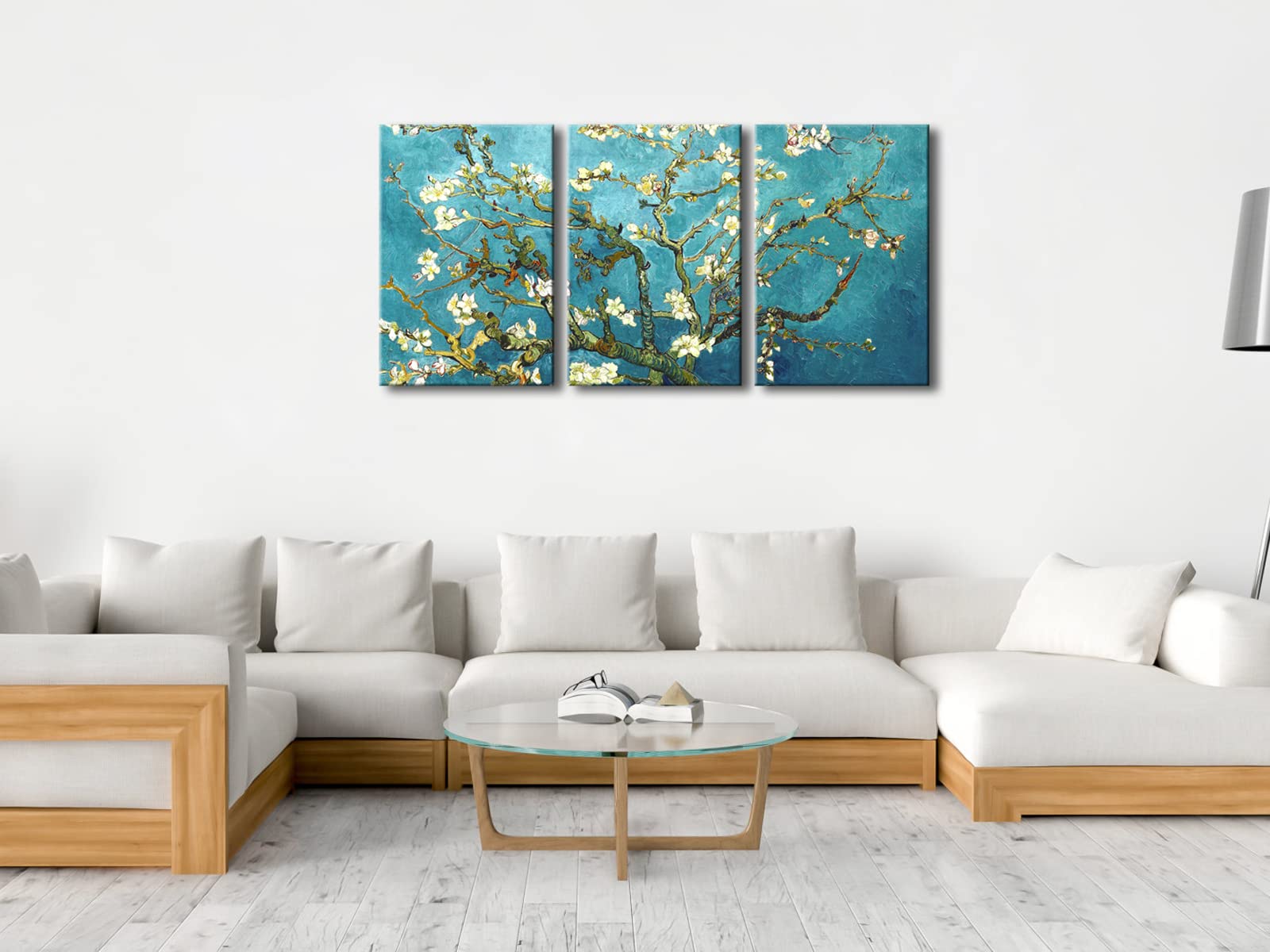 Wieco Art Giclee Canvas Prints Wall Art For Wall Decor By Van Gogh Paintings Almond Blossom Modern 3 Piece Stretched And Framed