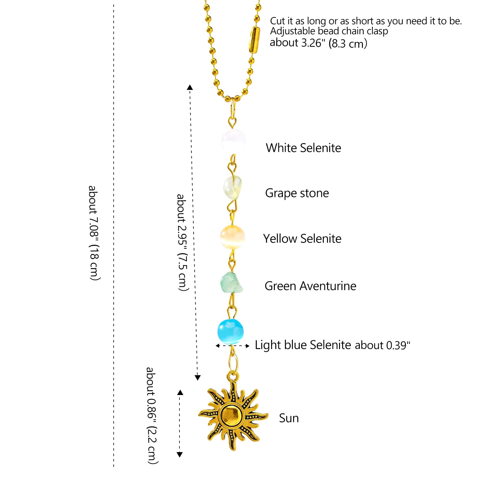 Car Mirror Decor Hanging Blue Selenite Crystal Decorative Hanging Ornaments Car Charms for Rear View Mirror Suncatcher Ornament