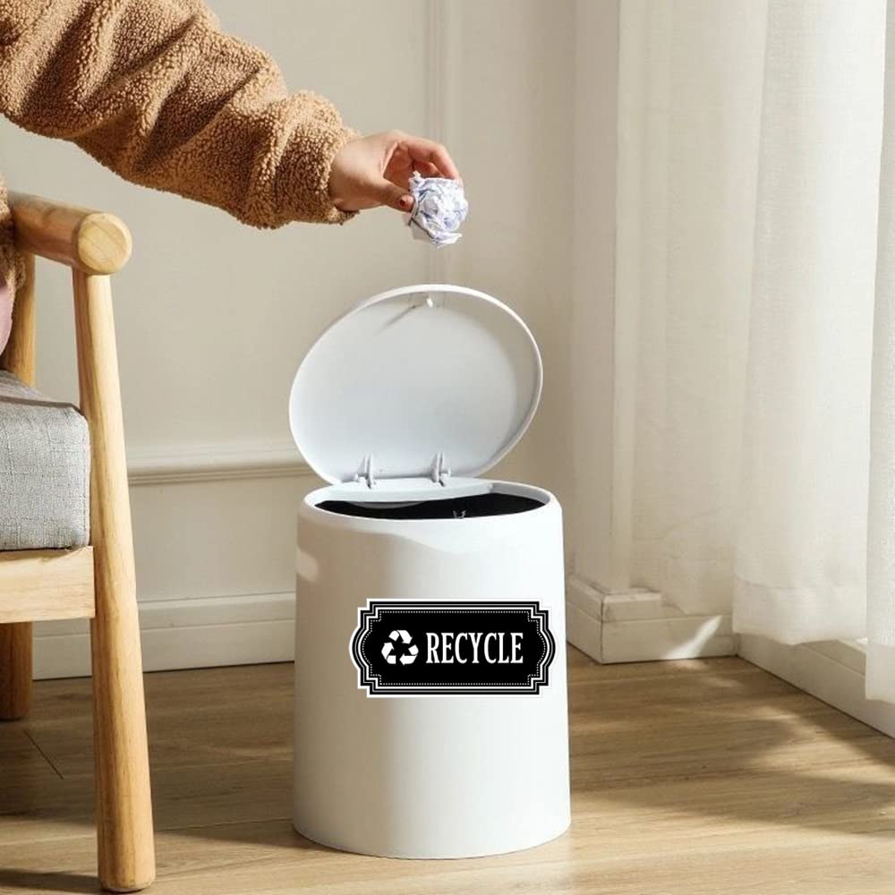 Wumuzai 4 Pack Recycle Sticker For Trash Can Bins, Trash Recycle Stickers, Vinyl Recycling Sticker, Adhesive Garbage And Recycli