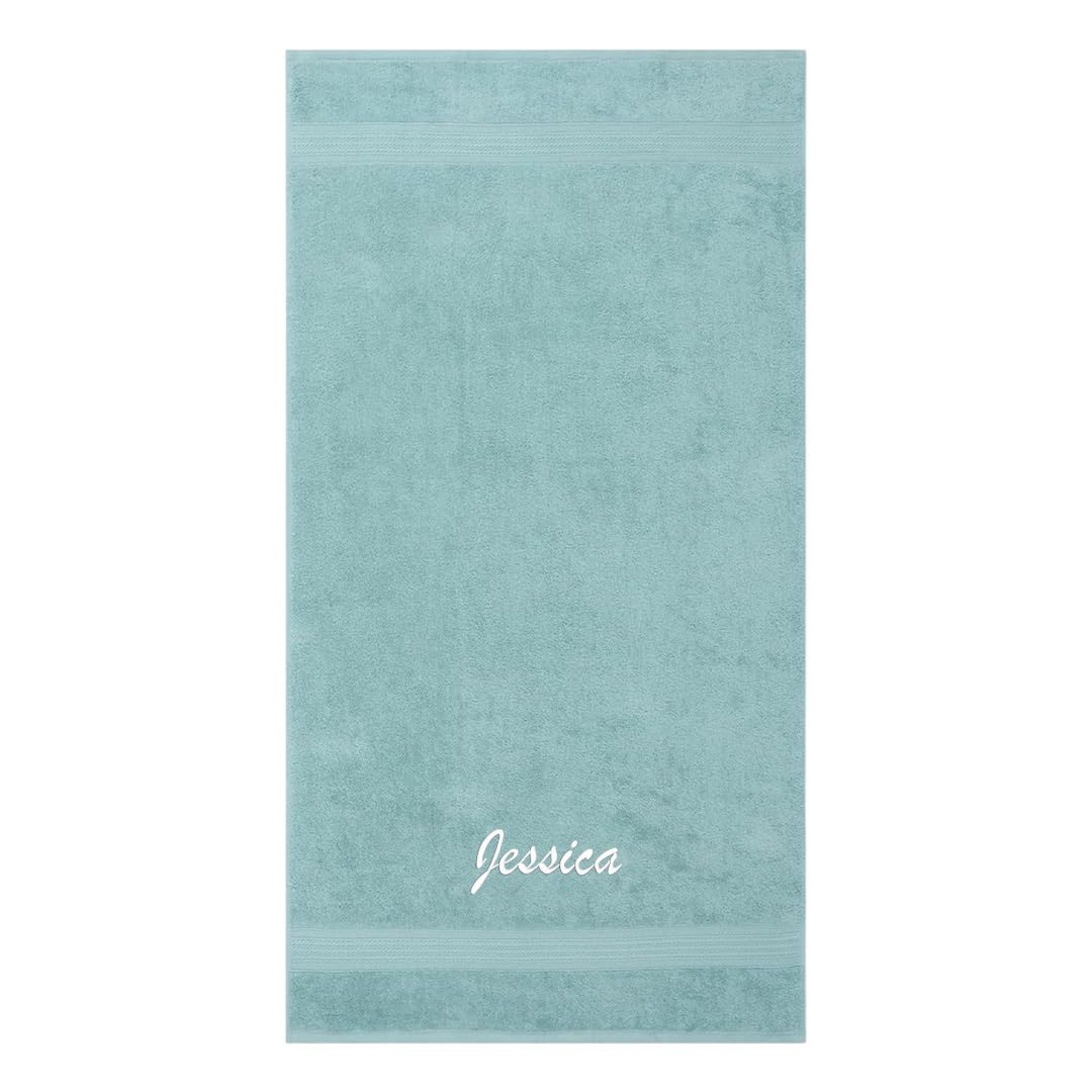 Kaufman - Personalized Velour Beach And Pool Towel 100% Cotton 30In X 60In Embroidered (Turquoise)