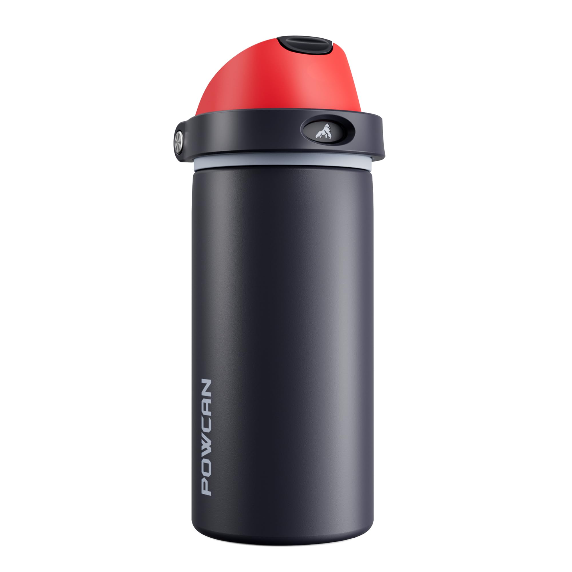 POWCAN 18 oz Stainless Steel Water Bottle: 2in1 PushButton Spout & QuickFlip Straw, Leakproof, Cold 24Hrs, Fits Car Cup Hold