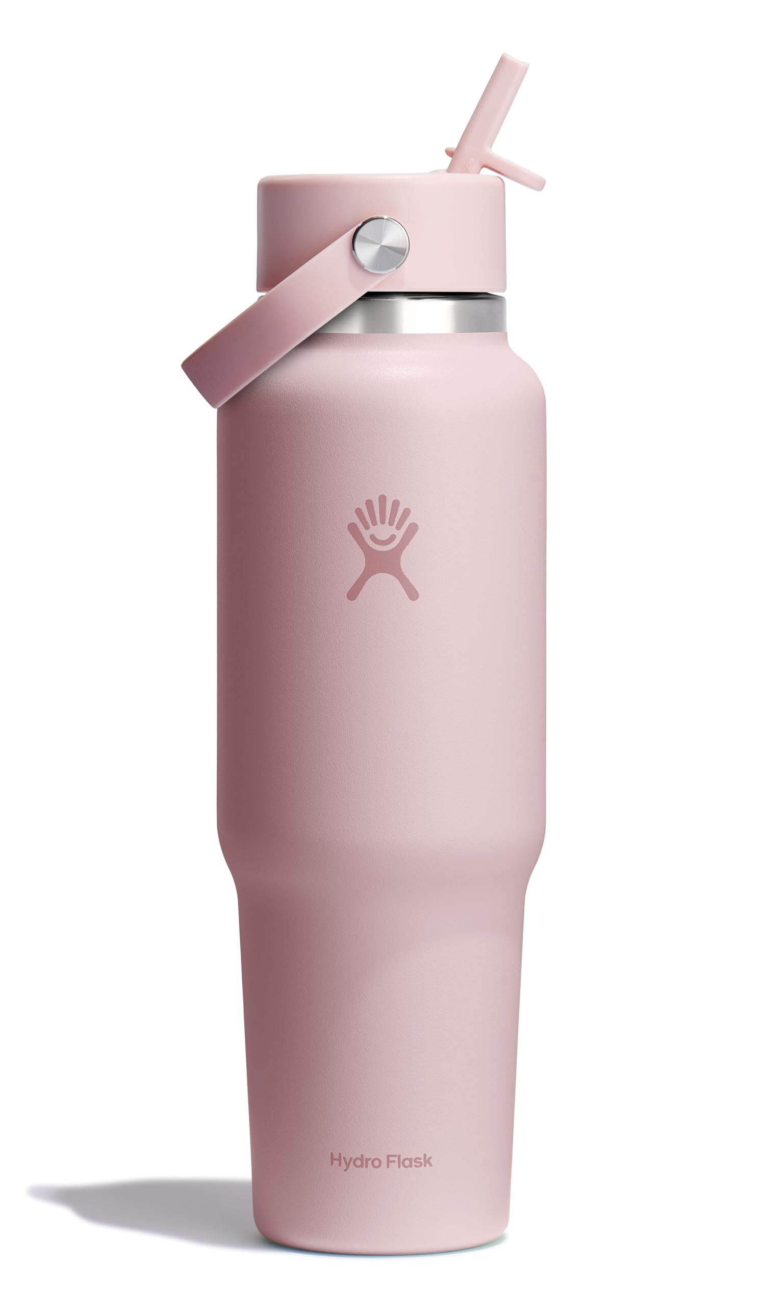 Hydro Flask Travel Water Bottle - Insulated Stainless Steel - Wide Straw Lid, Non Spill, Leakproof in 40 Oz Trillium Pink