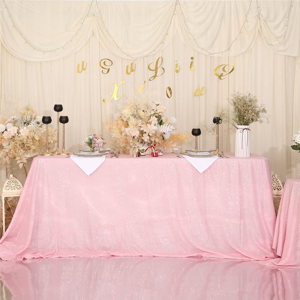 Squarepie Sequin Tablecloth 90 X 132 Inch Pink Sparkly Table Linen For Wedding Party