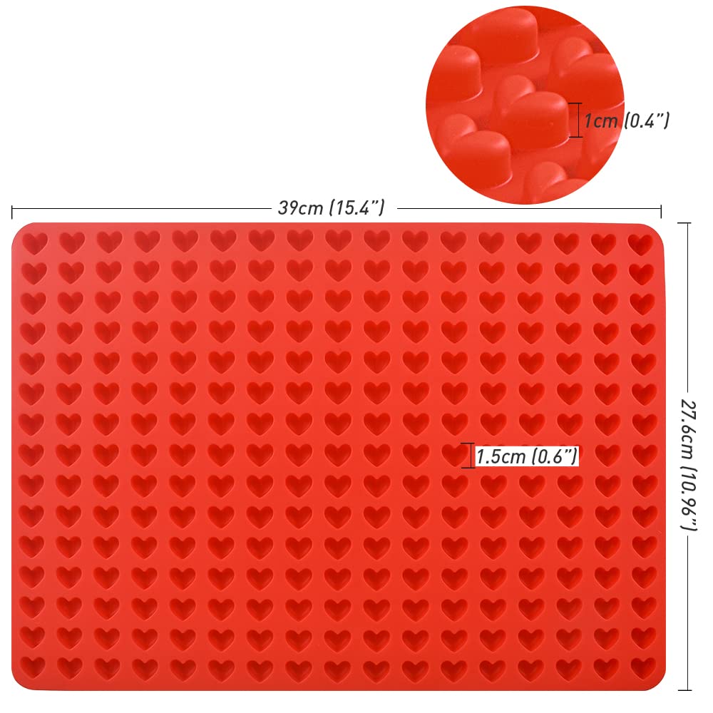 Newk 255 Cavity Pet Treats Mold, Mini Heart Shaped Gummy Mold For Chocolate Drops Mold, Dog Treats Pan, Candy Mold
