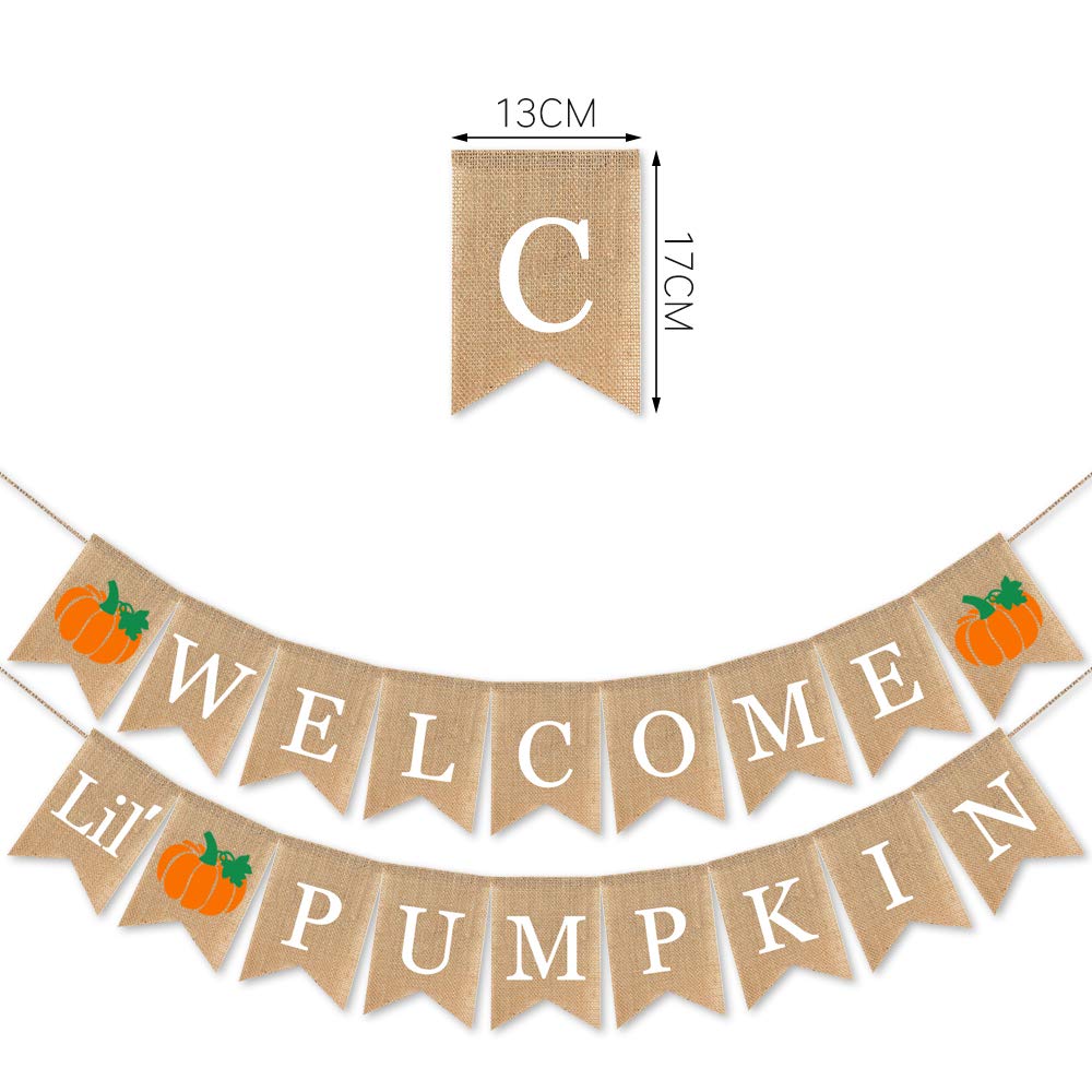 Swyoun Burlap Welcome Little Pumpkin Banner Fall Autumn Baby Shower Party Birthday Party Garland Decoration Supplies
