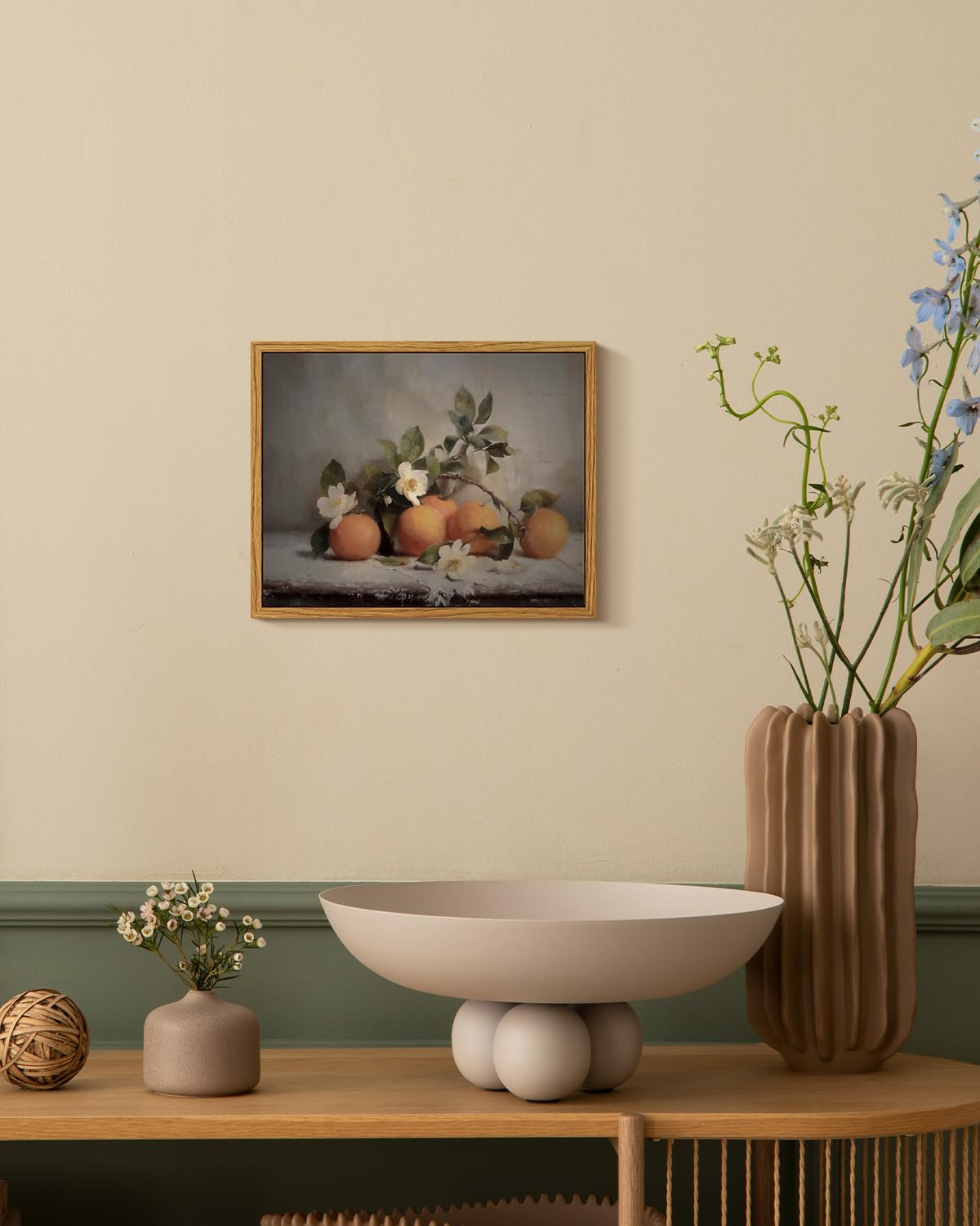 Viyyiea Vintage Farmhouse Framed Wall Art, Oranges Still Life Paintings Kitchen Decor Aesthetic, Canvas Print Artwork, Rustic Ho