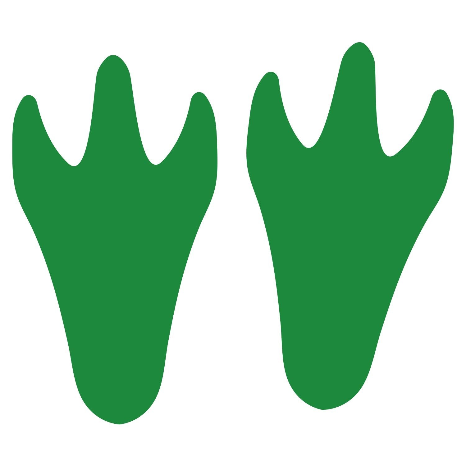 LiteMark Grass Green Permanent Dinosaur Track Floor Footprint Stickers - Pack of 12
