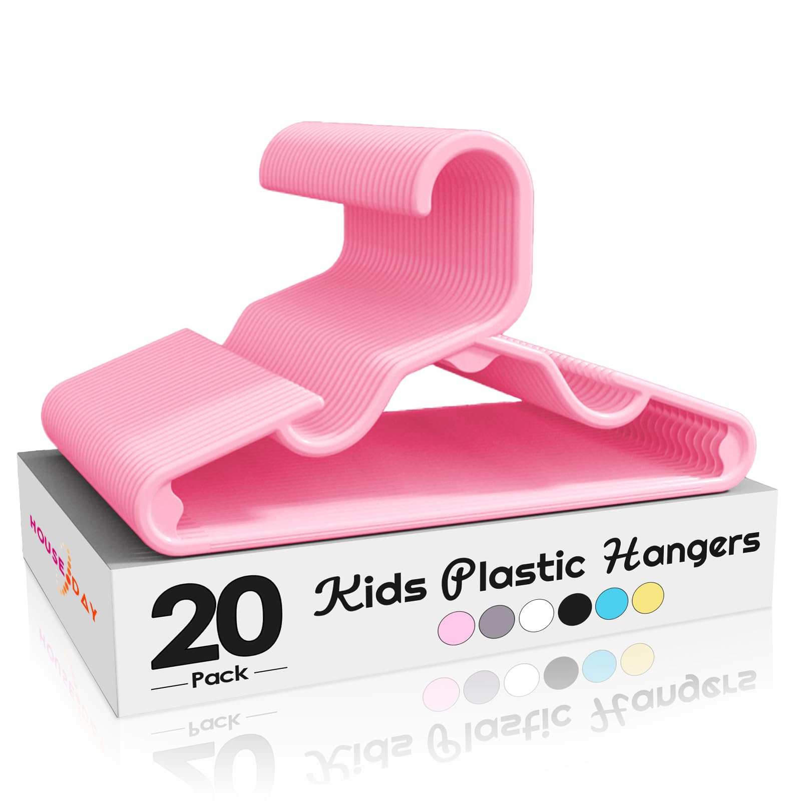 House Day Premium Baby Hangers 20 Pack, 11 Inch Kids Plastic Hangers Pink, Slim Childrens Hangers For Infant, Toddler, And Child