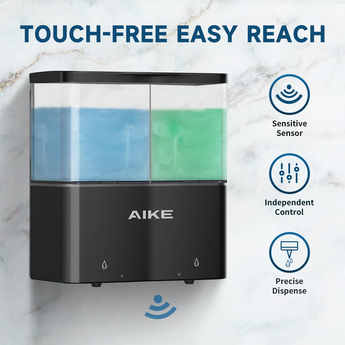 Aike Double Automatic Soap And Shower Dispenser Wall Mount 2 Chambers Dispenser Ipx7 Waterproof 2 X 17 Fl Oz. Black